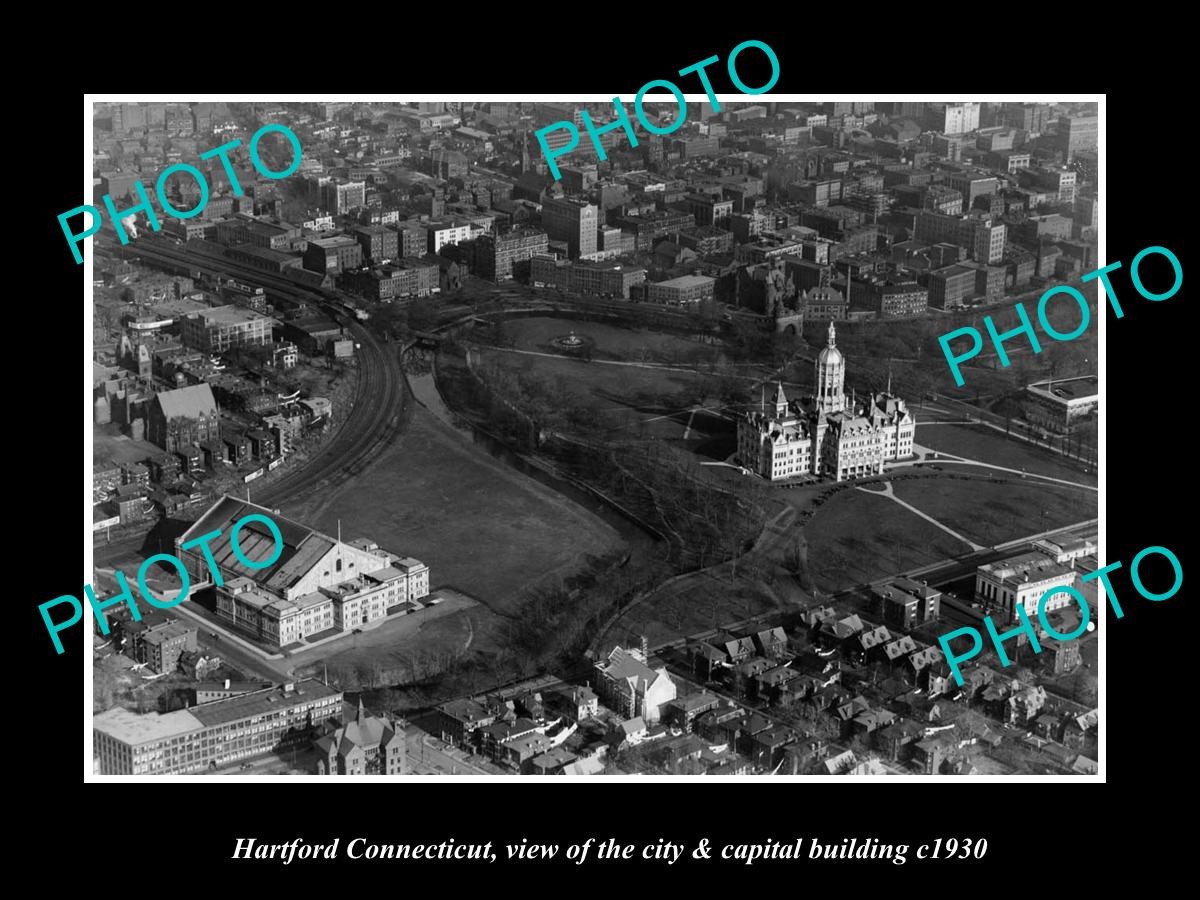 Hartford Connecticut Aerial View Of City Centre c1930 Old Large Historic Photo Hartford Connecticut Aerial View Of City Centre c1930 Old Large Historic Photo