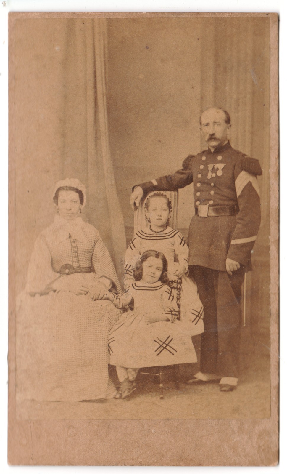 Infantry Sergeant Medals with Family circa 1865 Photo Military CDV Infantry Sergeant Medals with Family circa 1865 Photo Military CDV