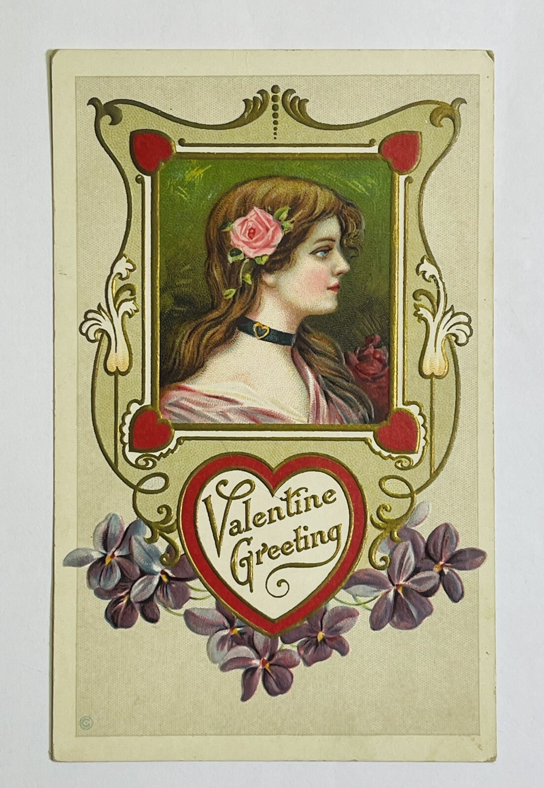 Vintage Valentine Postcard Antique Valentines Greetings Card Embossed Vintage Valentine Postcard Antique Valentines Greetings Card Embossed