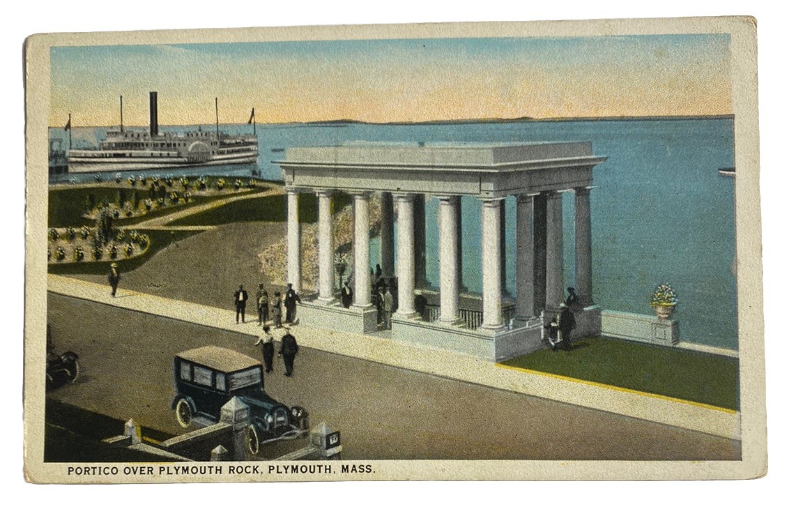 Plymouth Rock Portico Steamship, Auto ~Massachusetts MA ~ Antique 1900s Postcard Plymouth Rock Portico Steamship, Auto ~Massachusetts MA ~ Antique 1900s Postcard
