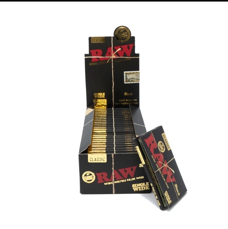 😎 🍃 25 x RAW CLASSIC BLACK SINGLE WIDE ROLLING PAPERS FULL BOX AUTHENTIC 🍃😎 😎 🍃 25 x RAW CLASSIC BLACK SINGLE WIDE ROLLING PAPERS FULL BOX AUTHENTIC 🍃😎