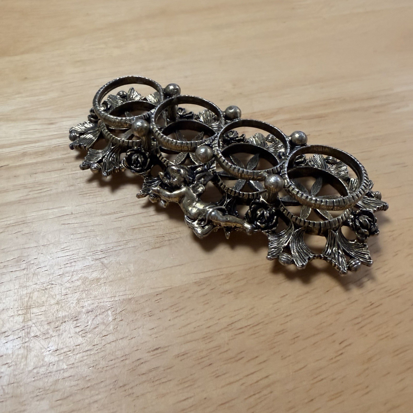 Vintage Hollywood Regency Display Ornate Vanity Lipstick Holder Floral Leaf