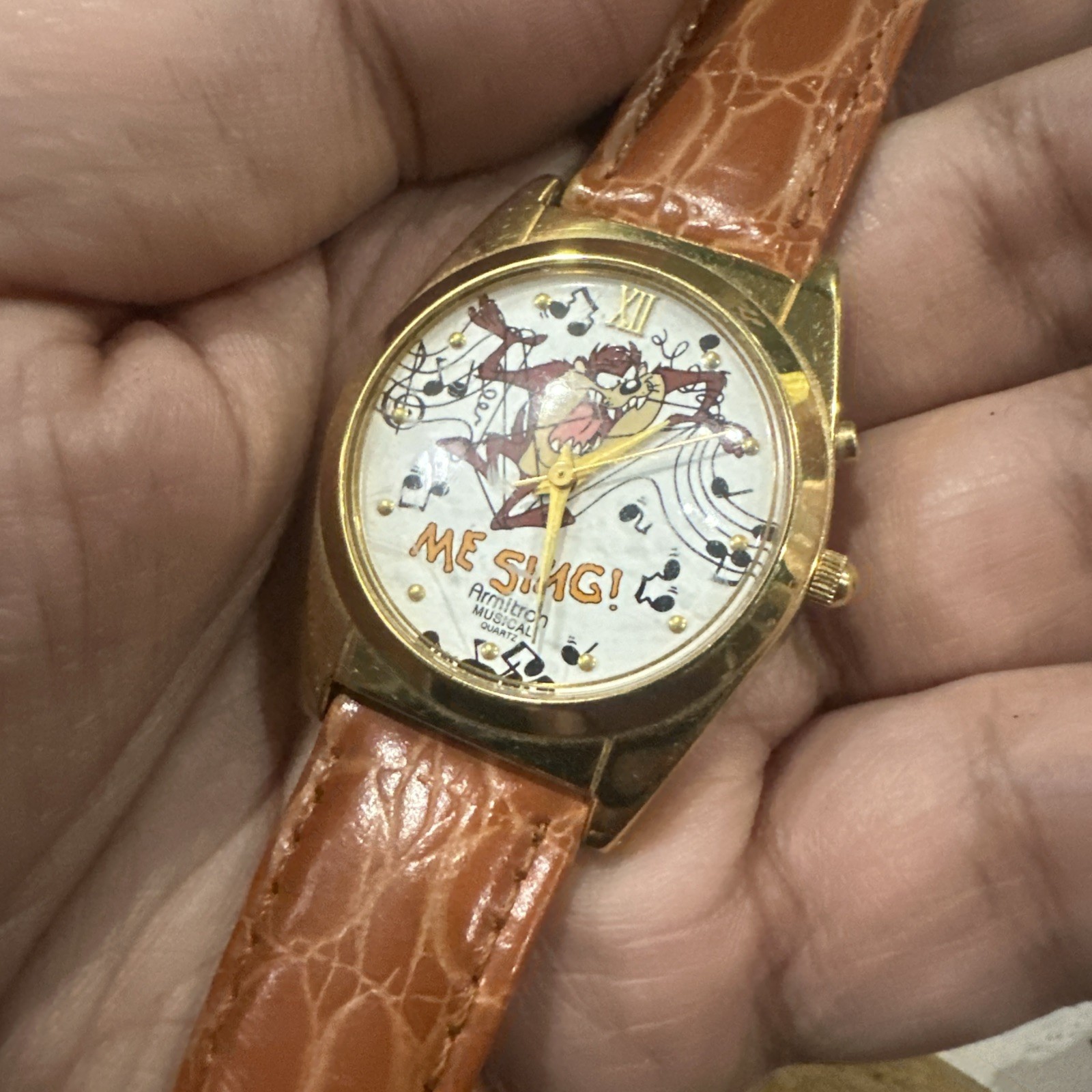 VTG 1994 Taz Mens Armitron Musical Watch Looney Tunes Leather 33mm 802/104 VTG 1994 Taz Mens Armitron Musical Watch Looney Tunes Leather 33mm 802/104