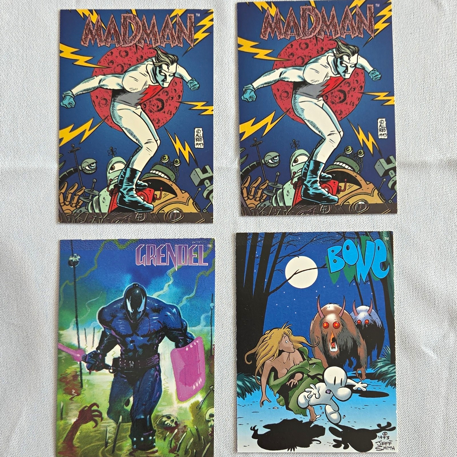 Wizard Creator\'s Portfolio 1993 4-Card Lot Madman Bone Grendel #1 #3 #4 Wizard Creator\'s Portfolio 1993 4-Card Lot Madman Bone Grendel #1 #3 #4