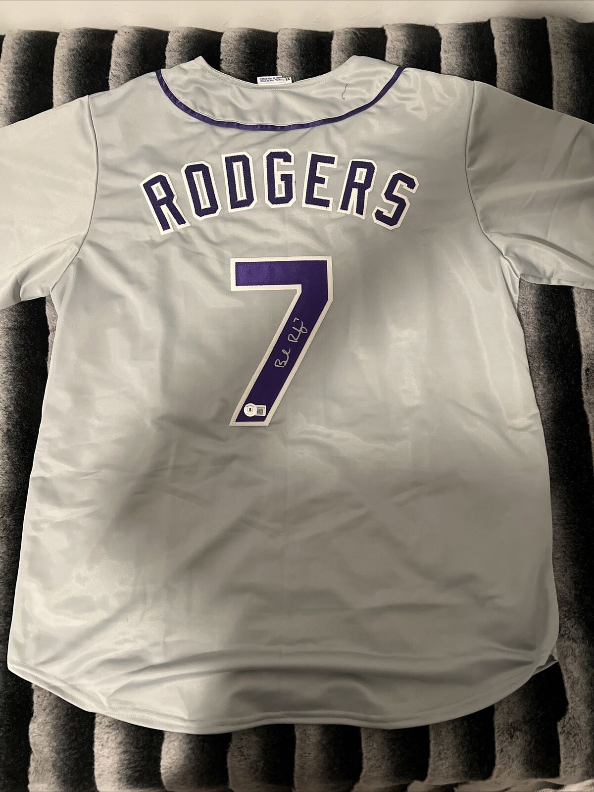 Brendan Rodgers Autographed Jersey Colorado Rockies Adult BECKETT Authenticated