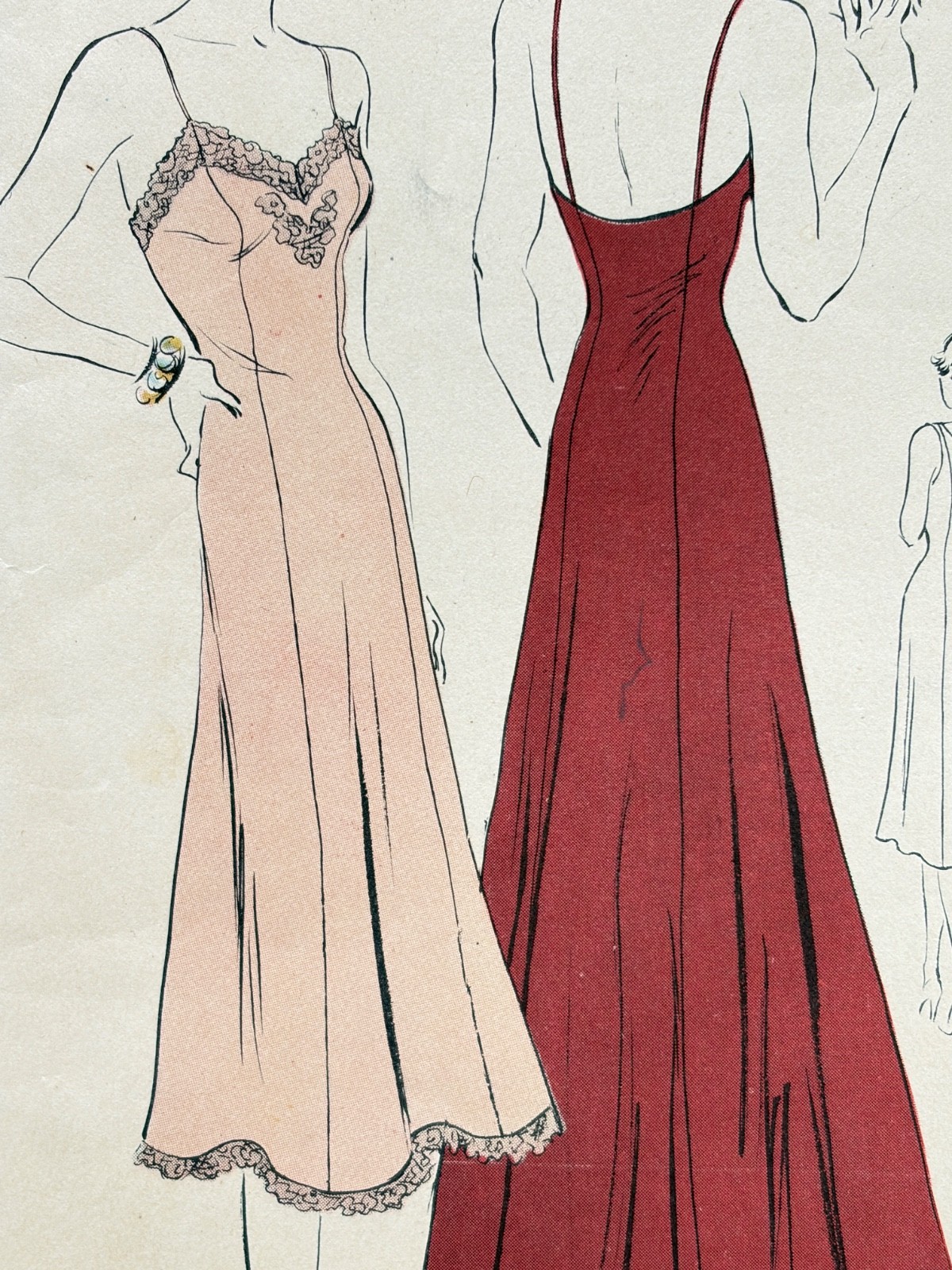 RARE 1930s Vtg VOGUE Pattern 8190 Panel Slip Lingerie Long Dress Sz 16 Bust 34