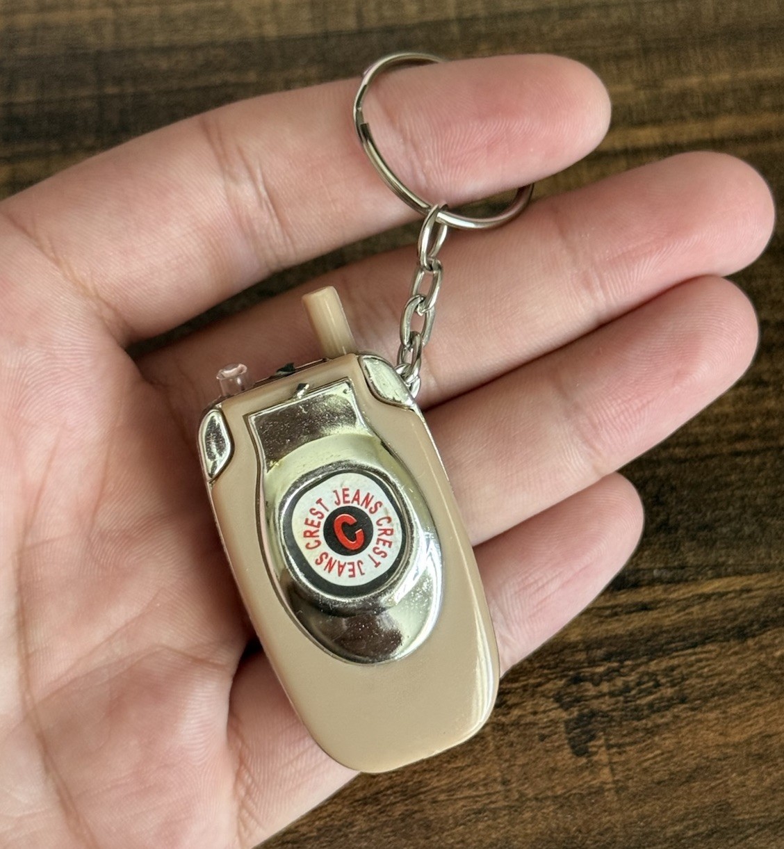 Vintage Y2K Crest Jeans Flip Phone Keychain 2000s Cell Phone Promo Advertising Vintage Y2K Crest Jeans Flip Phone Keychain 2000s Cell Phone Promo Advertising