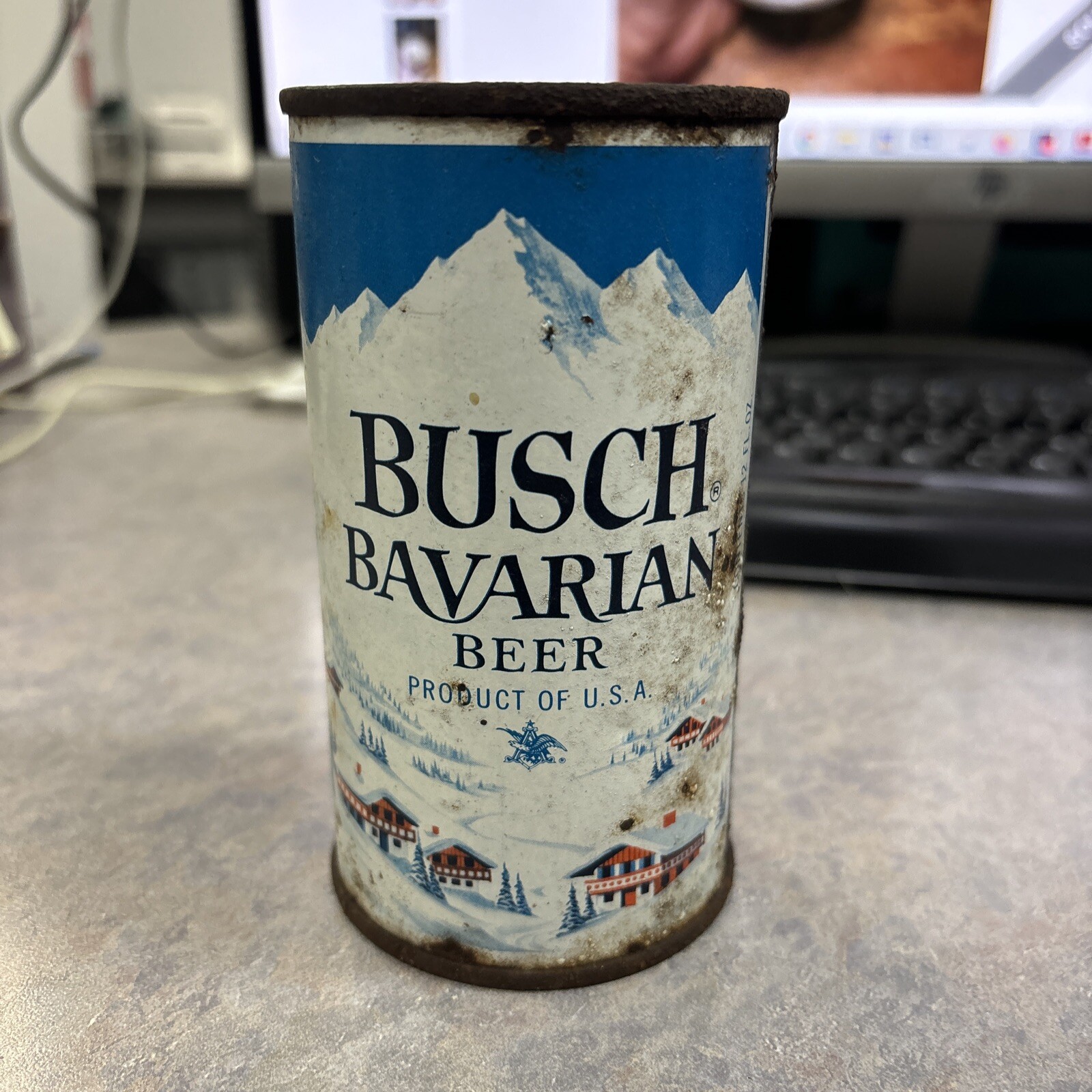 Tough Bush Bavarian Beer 12oz Flat Top Steel Beer Can EMPTY USA Man Cave Used Tough Bush Bavarian Beer 12oz Flat Top Steel Beer Can EMPTY USA Man Cave Used