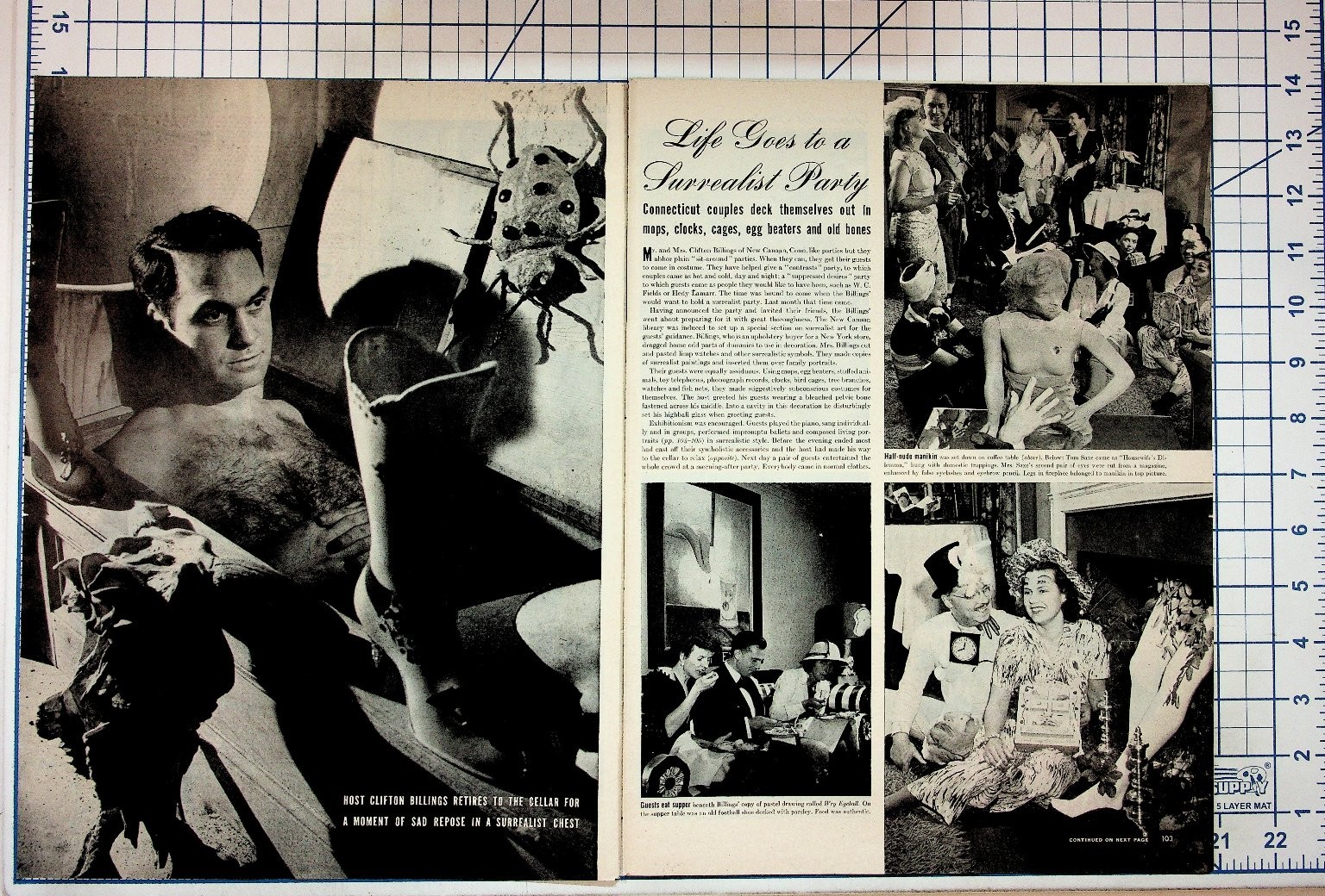 1940s Life Magazine Surrealist Party Photos Champion Spark Plugs Yello-Bole 1940s Life Magazine Surrealist Party Photos Champion Spark Plugs Yello-Bole