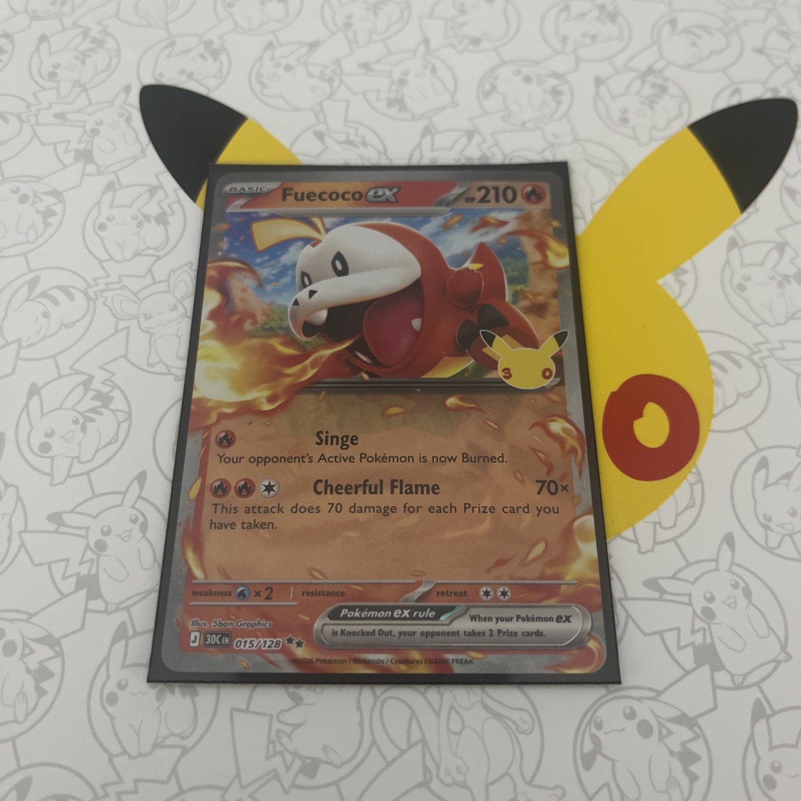 Pokémon TCG Fuecoco Ex 015/128 30th Anniversary Double Rare Pokémon TCG Fuecoco Ex 015/128 30th Anniversary Double Rare