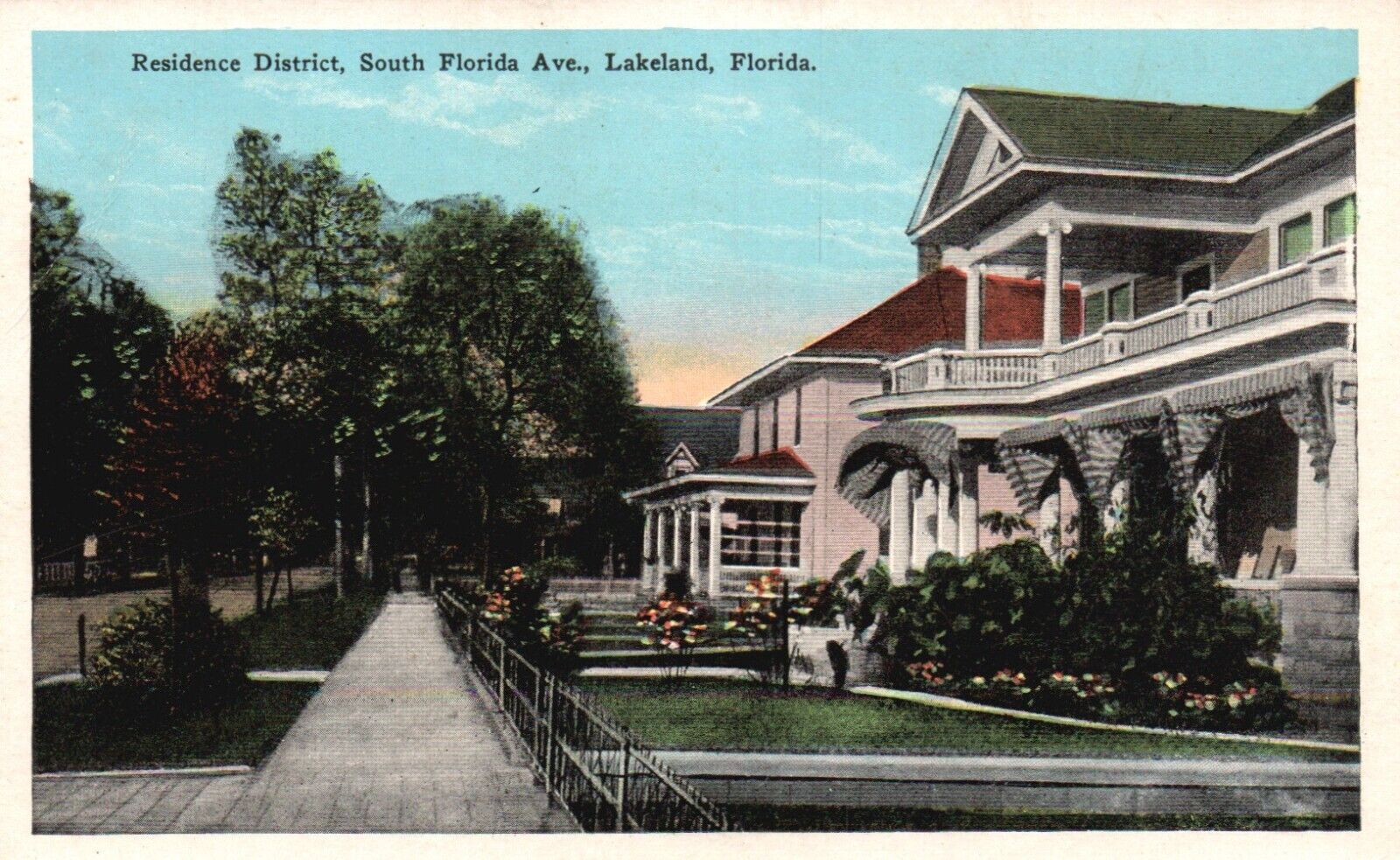 Postcard FL Lakeland South Florida Ave Residences 1948 Vintage PC J3782
