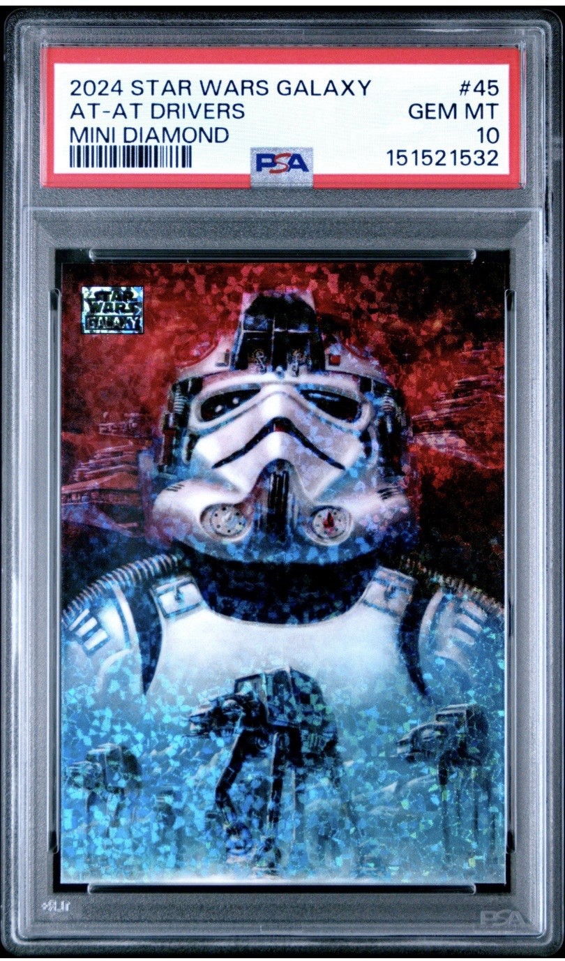 2024 TOPPS CHROME STAR WARS GALAXY MINI DIAMOND #45 AT-AT DRIVERS PSA 10 2024 TOPPS CHROME STAR WARS GALAXY MINI DIAMOND #45 AT-AT DRIVERS PSA 10