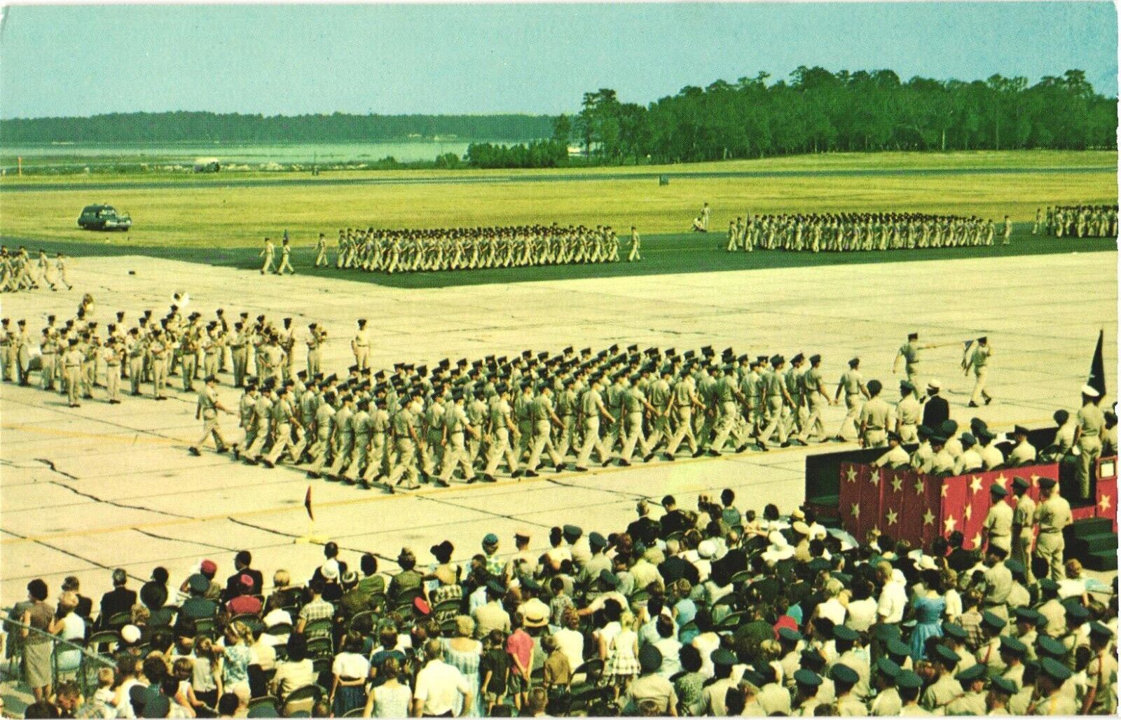 Troops In Massive Review, Keesler Air Force Base, Biloxi, Mississippi Postcard