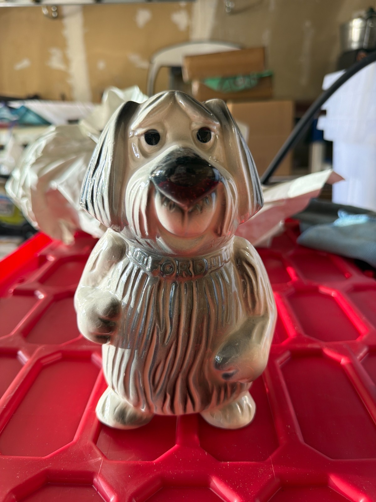 Vintage 1950s Ford Dealer Promo Shaggy Dog Coin Bank Collar Florence Ceramics Vintage 1950s Ford Dealer Promo Shaggy Dog Coin Bank Collar Florence Ceramics