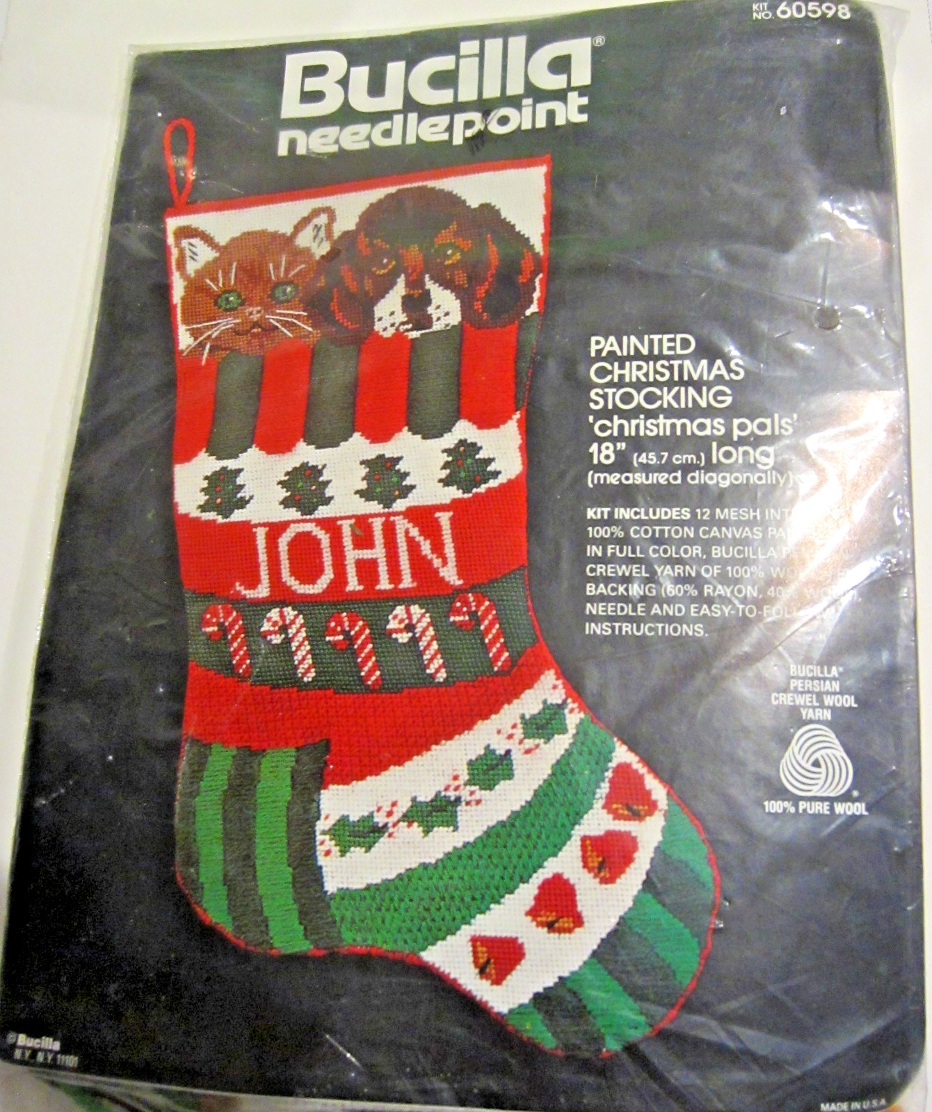 New, Vintage 1986 Bucilla Needlepoint Kit #60598 CHRISTMAS PALS STOCKING, 18 New, Vintage 1986 Bucilla Needlepoint Kit #60598 CHRISTMAS PALS STOCKING, 18