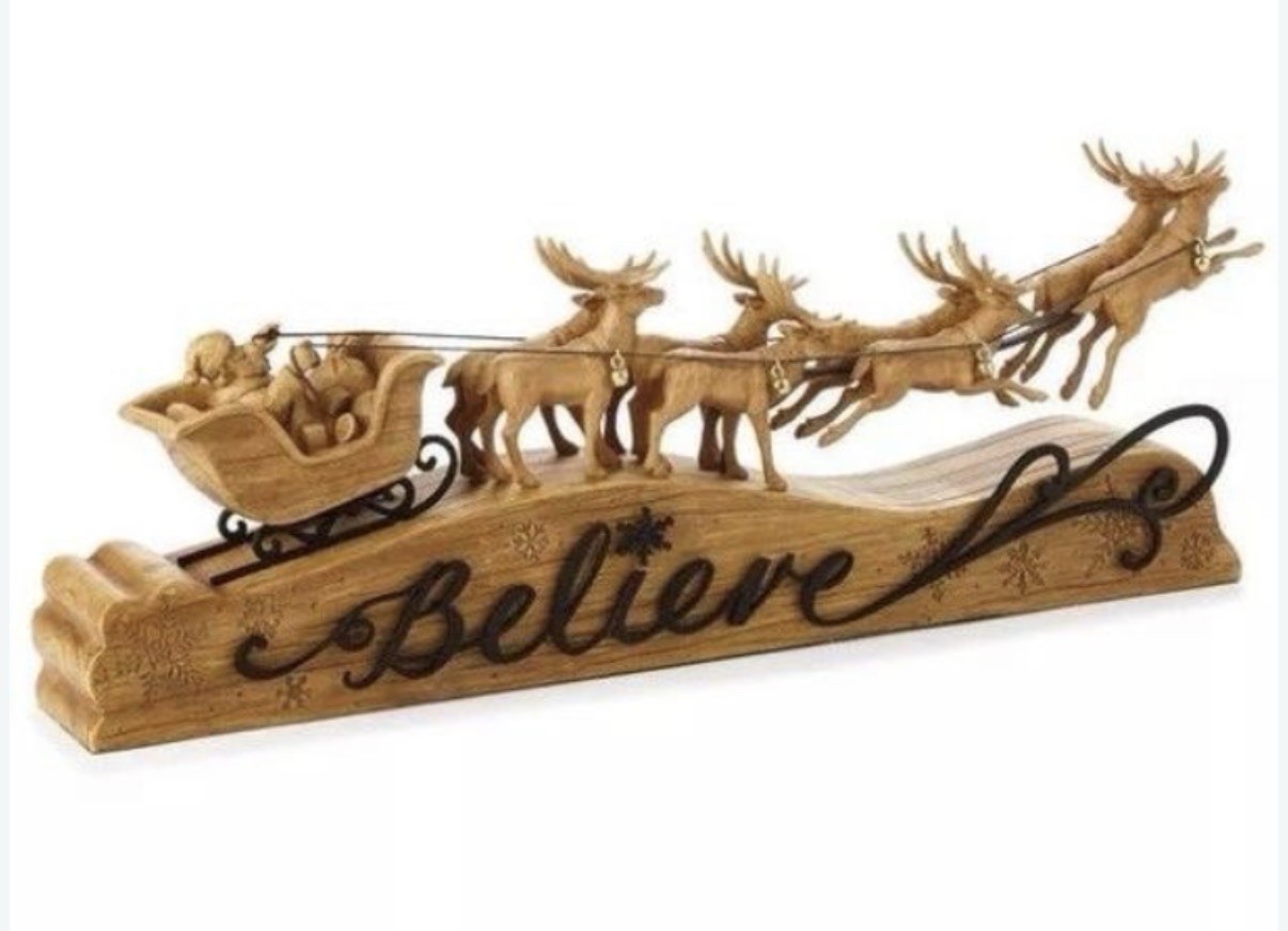 RARE Hallmark Heritage Collection Santa and Reindeer Believe Tabletop Decoration RARE Hallmark Heritage Collection Santa and Reindeer Believe Tabletop Decoration
