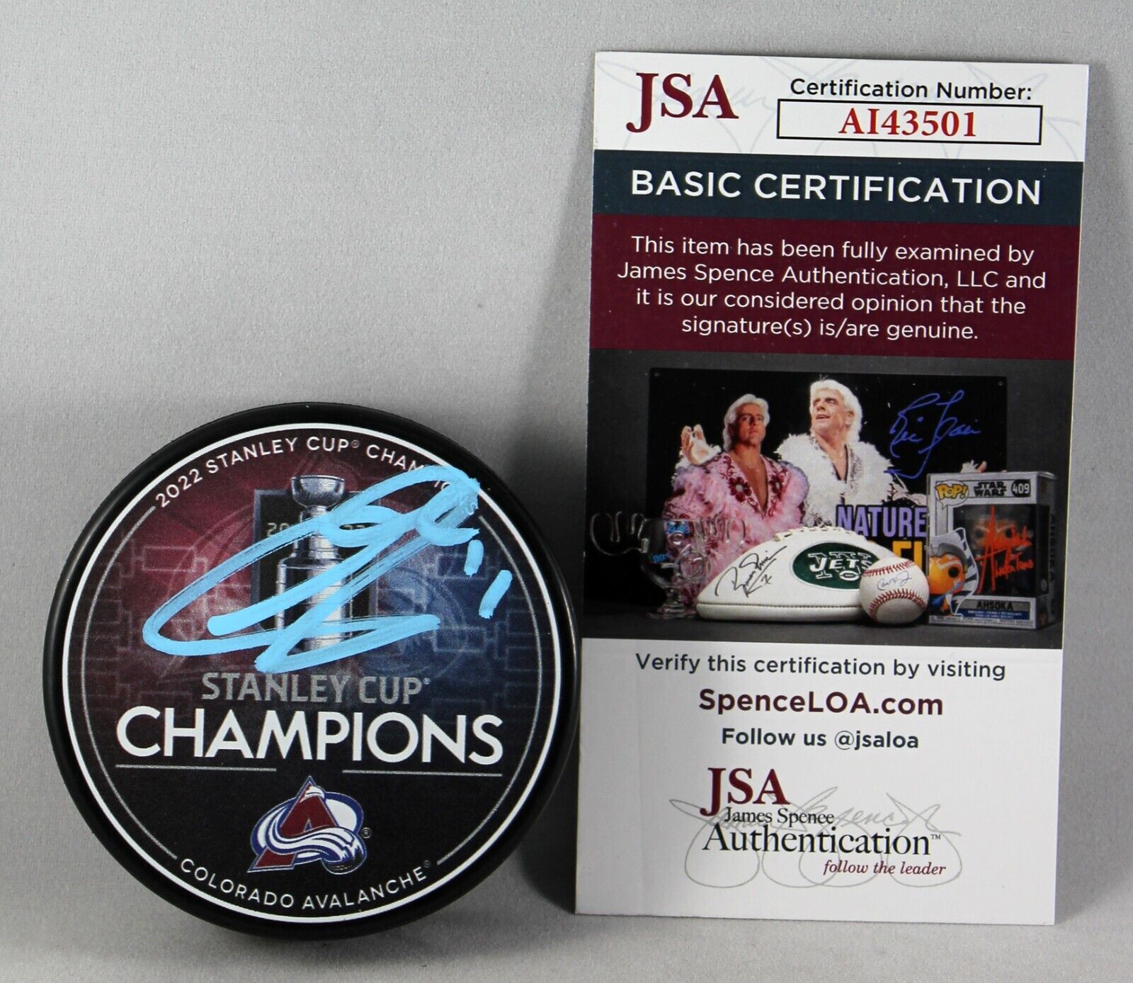 ANDREW COGLIANO SIGNED 2022 COLORADO AVALANCHE STANLEY CUP CHAMPIONS Puck +JSA