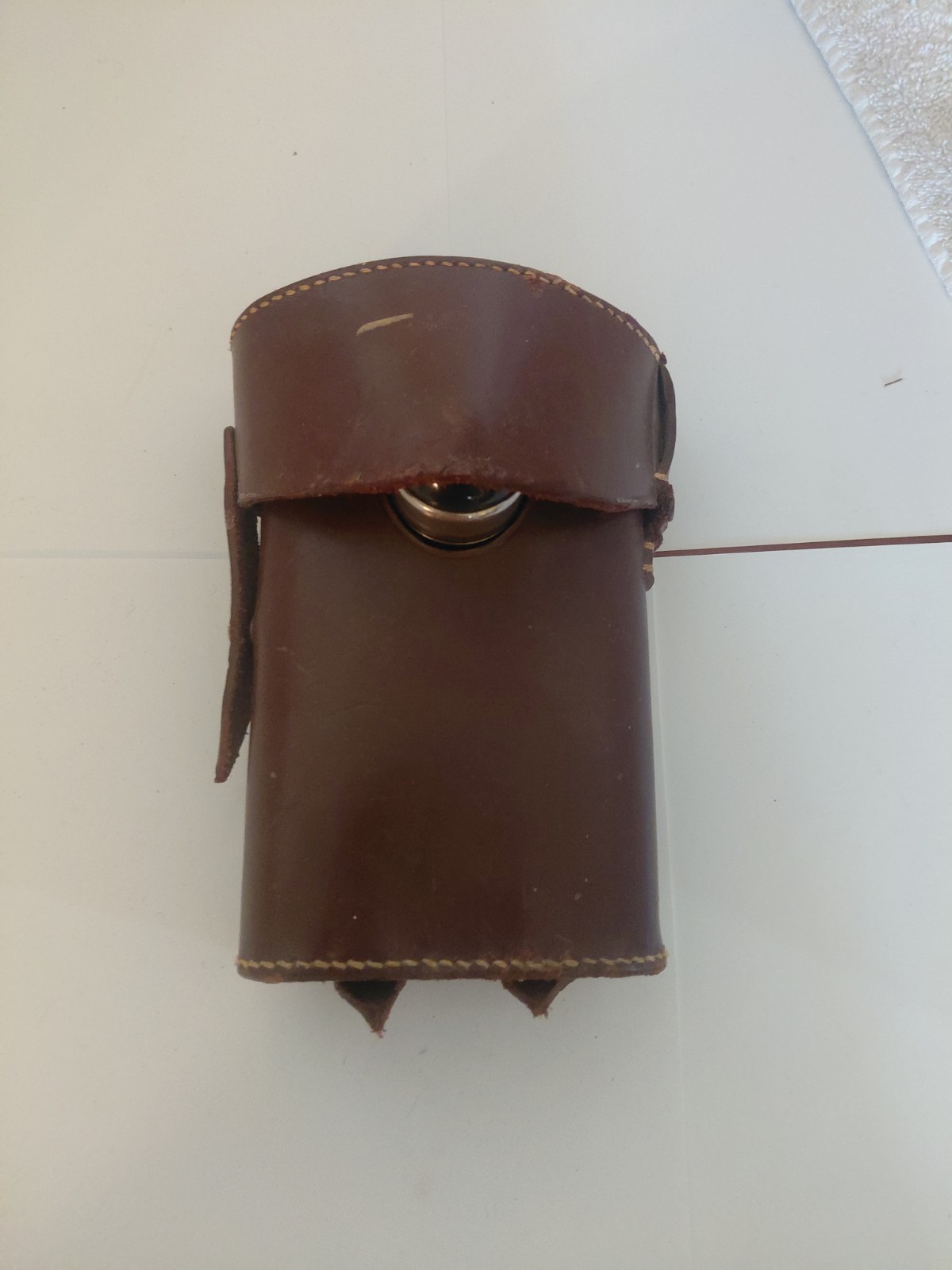 British WWI Flashlight in leather holder British WWI Flashlight in leather holder