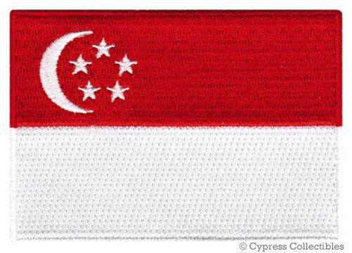 SINGAPORE FLAG PATCH SINGAPOREAN embroidered iron-on NATIONAL EMBLEM BADGE new