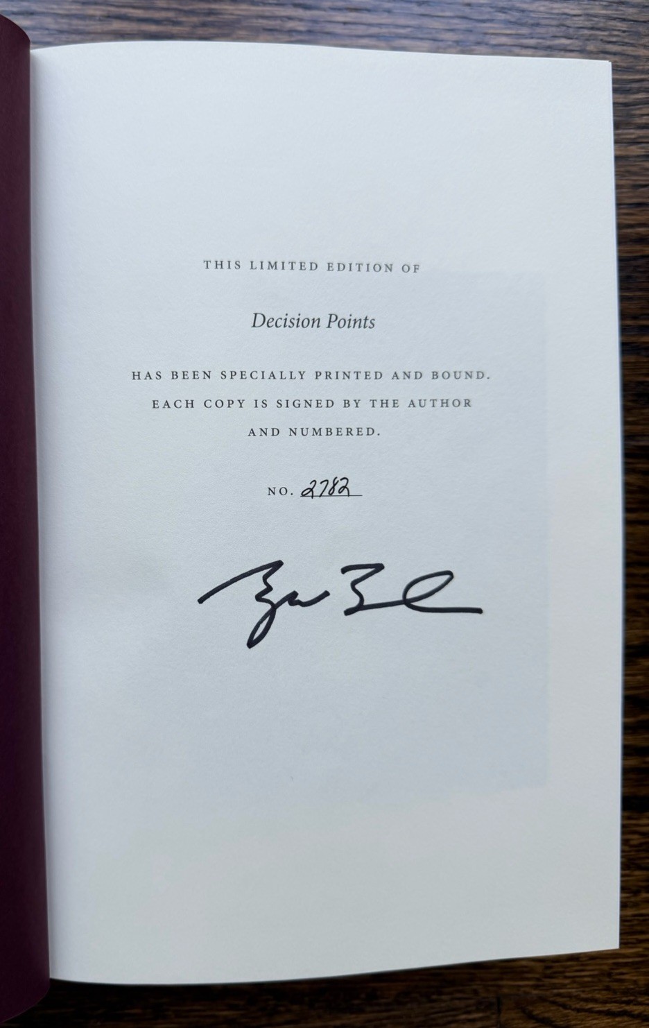 George W Bush signed Decision Points Memiors Limited Edition Autograph George W Bush signed Decision Points Memiors Limited Edition Autograph