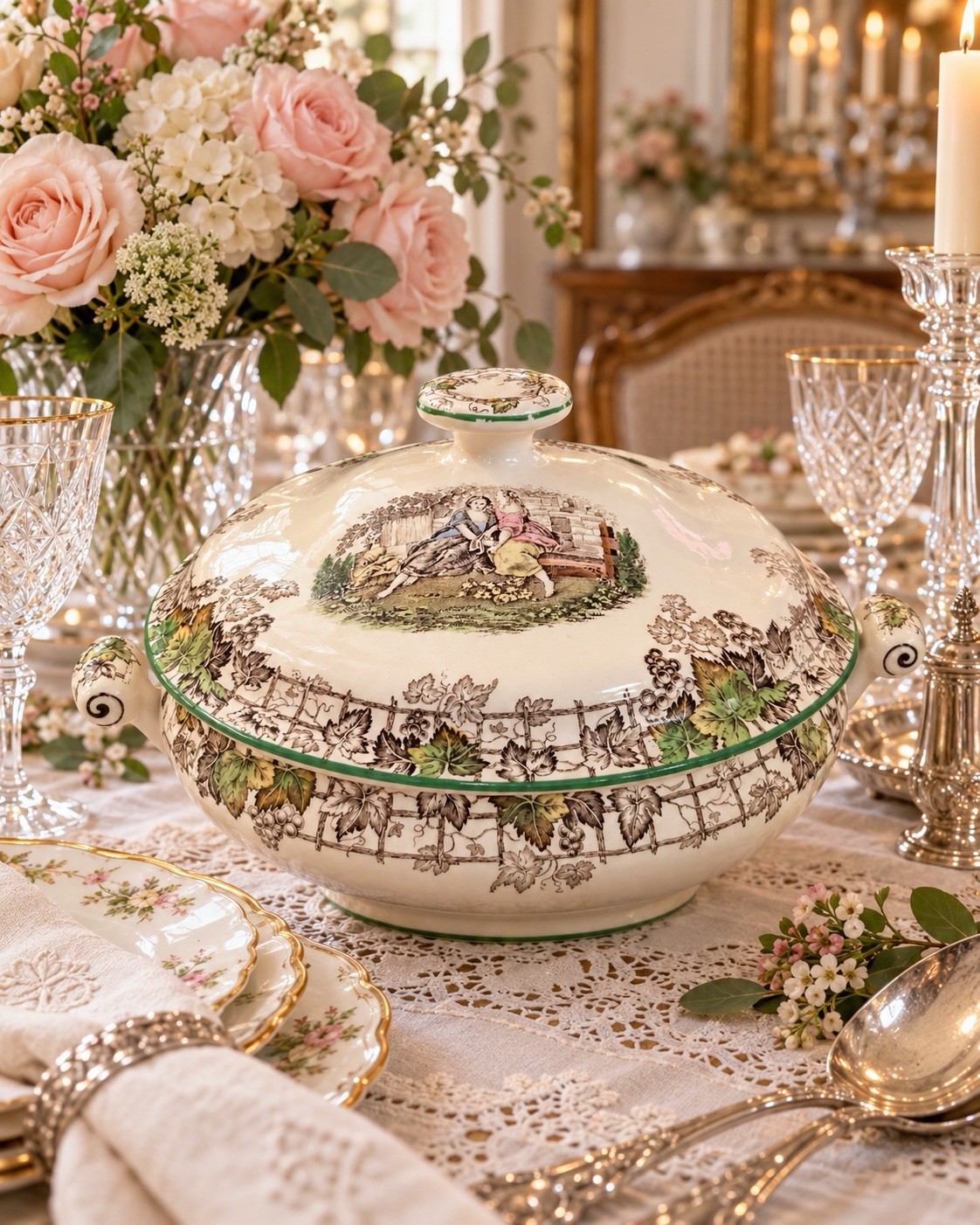 Vintage Copeland Spode Byron Covered Vegetable Tureen England 10” Vintage Copeland Spode Byron Covered Vegetable Tureen England 10”