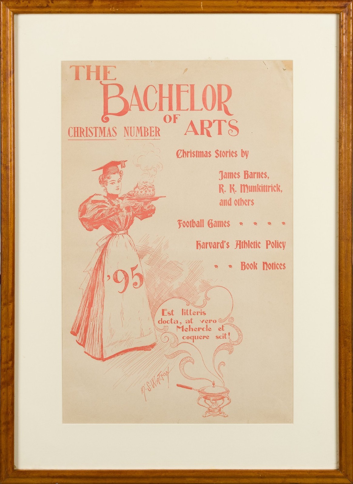 RARE 1895 Vintage Christmas Literary Poster Bachelor of Arts Football Harvard RARE 1895 Vintage Christmas Literary Poster Bachelor of Arts Football Harvard