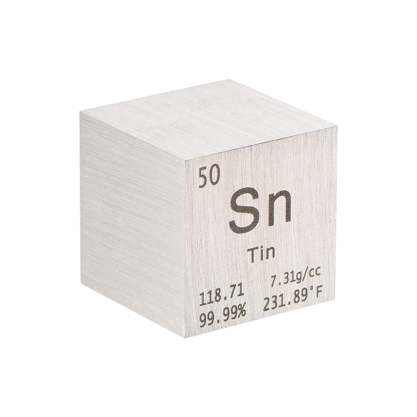 Tin Cube Metal Element High Density Block Pure Periodic Element 1-Inch