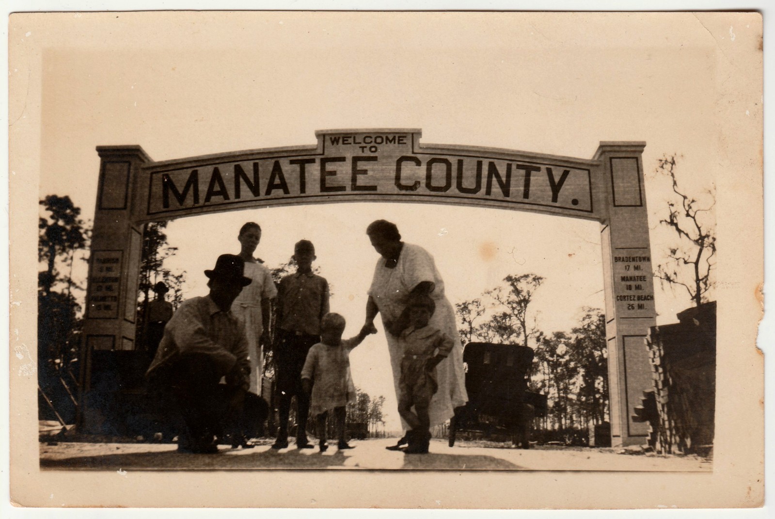 1920s Manatee County Florida Welcome Arch Photo Bradentown Cortez Beach Sign