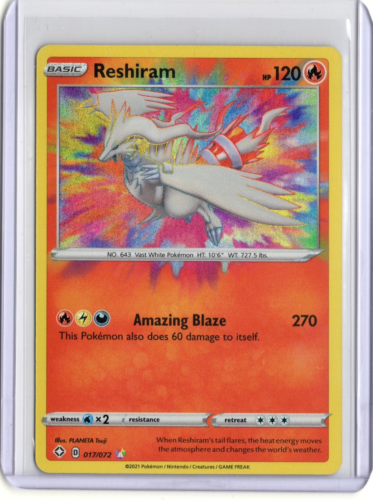 Reshiram 017/072 Holo Rare Pokémon 2021 Shining Fates Near Mint