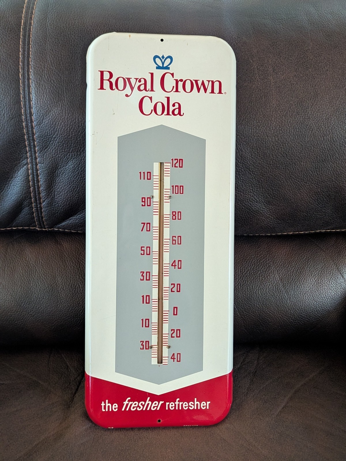 Vintage Royal Crown Cola Steel Advertising Sign Thermometer Donasco - Good Shape