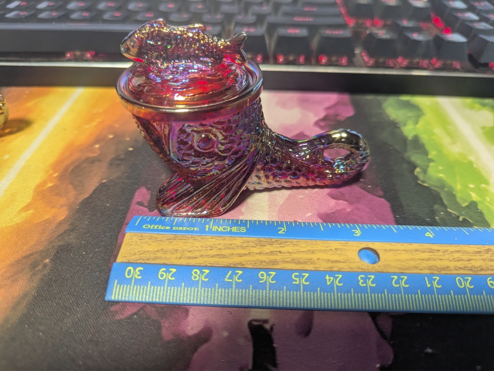 Vintage Pisello Ruby Art Glass Dolphin Mustard Dish/Salt Dip -UV Reactive Vintage Pisello Ruby Art Glass Dolphin Mustard Dish/Salt Dip -UV Reactive