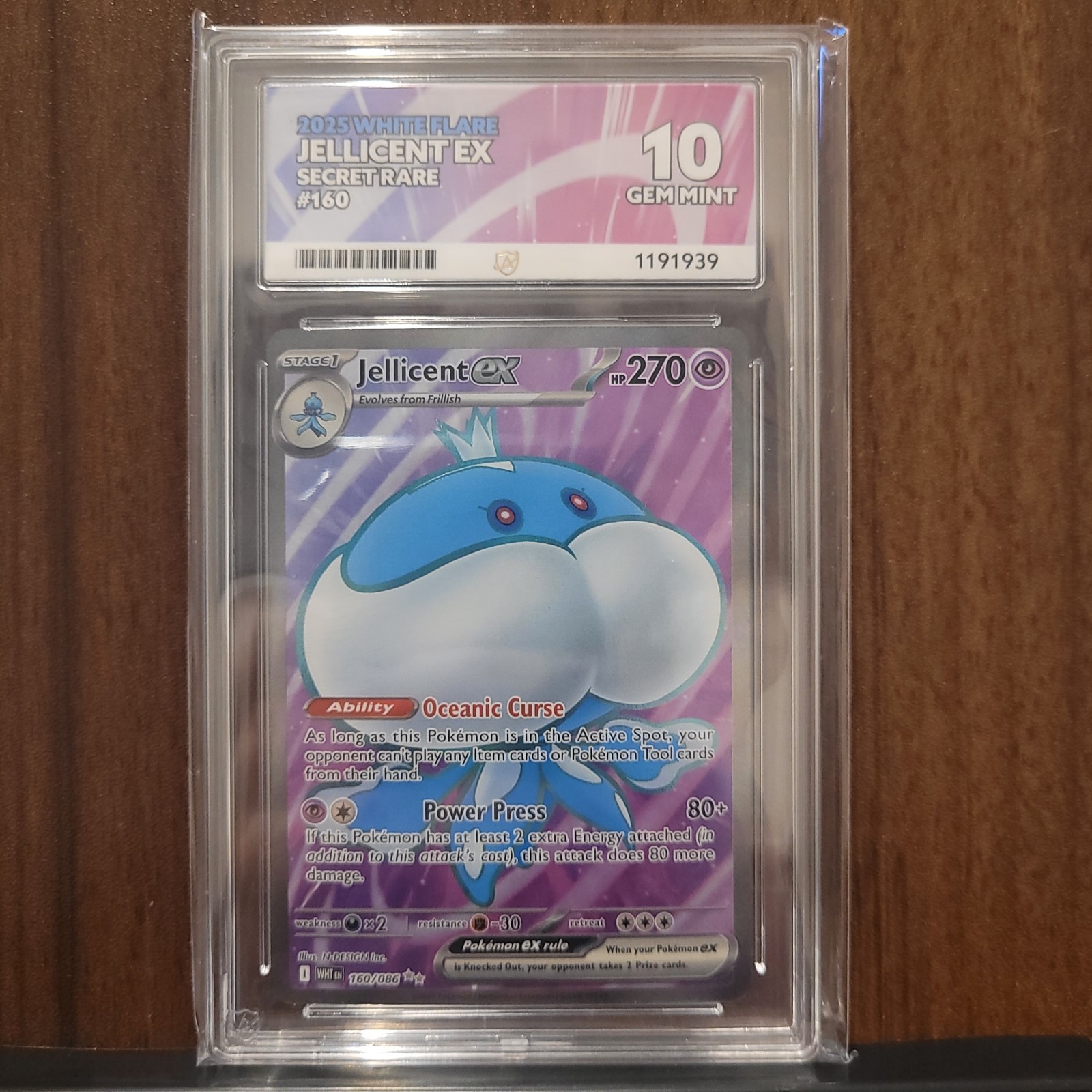 ACE GEM 10 - Jellicent Ex - 160/086 - 2025 White Flare Full Art