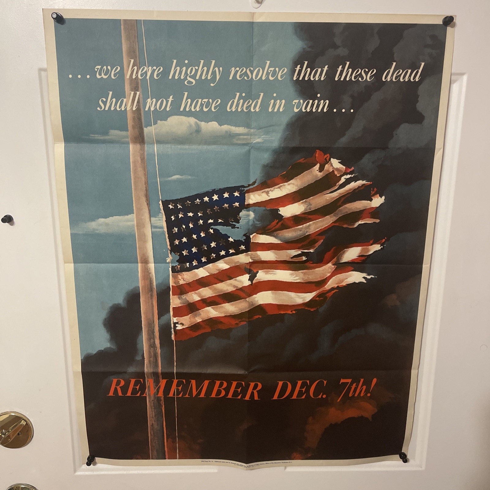 Original WW2 Poster 28 X 22 in Remember Dec. 7th Aaron Saalberg Propaganda