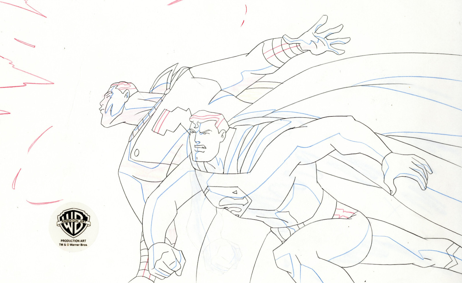 Justice League- Original Production Drawing-Captain Marvel + Superman
