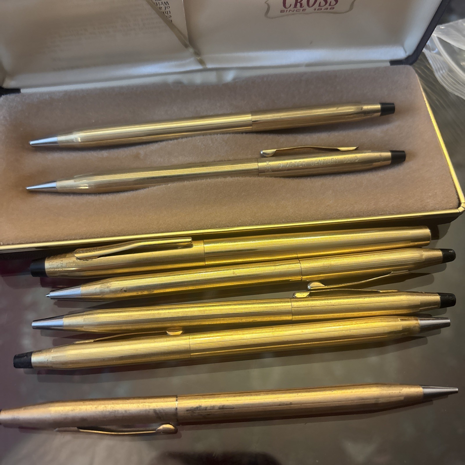 Lot Of 7 Cross Gold Filled Pens And Pencils 10k 12k 14k Good Or Scrap Untested Lot Of 7 Cross Gold Filled Pens And Pencils 10k 12k 14k Good Or Scrap Untested