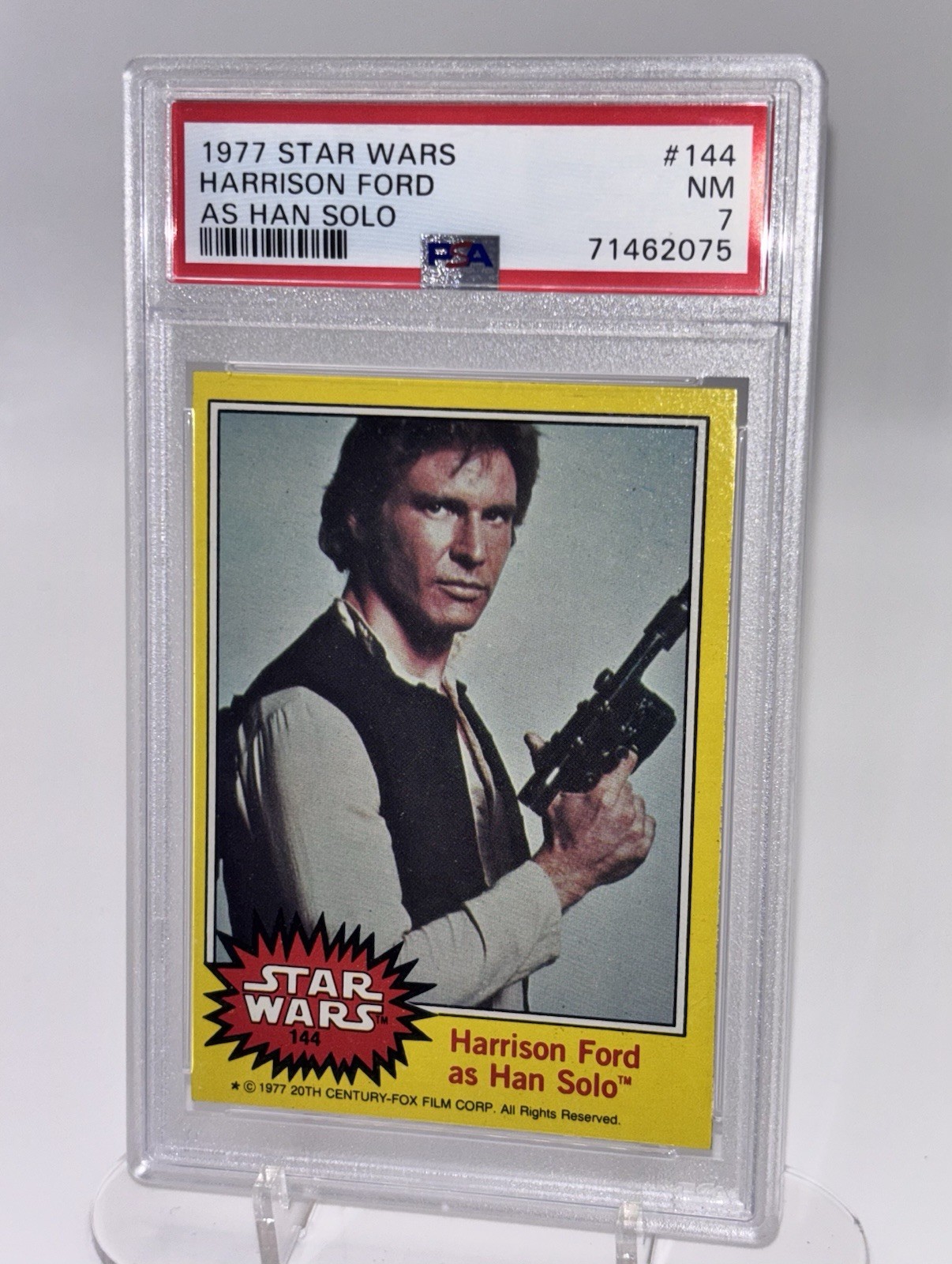 1977 Topps Star Wars Card #144 Harrison Ford As Han Solo NM -PSA 7 Star Wars 1977 Topps Star Wars Card #144 Harrison Ford As Han Solo NM -PSA 7 Star Wars