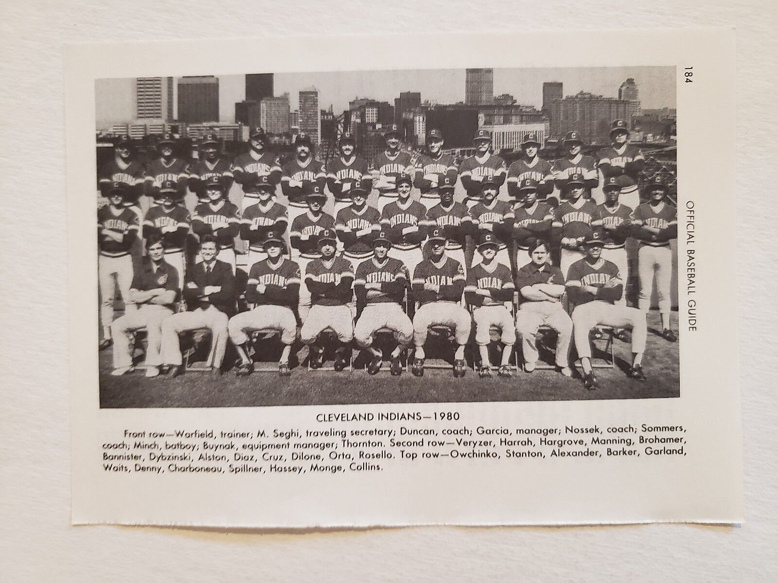 Indians 1980 Team Picture Jorge Orta Mike Hargrove Joe Charboneau Ron Hassey