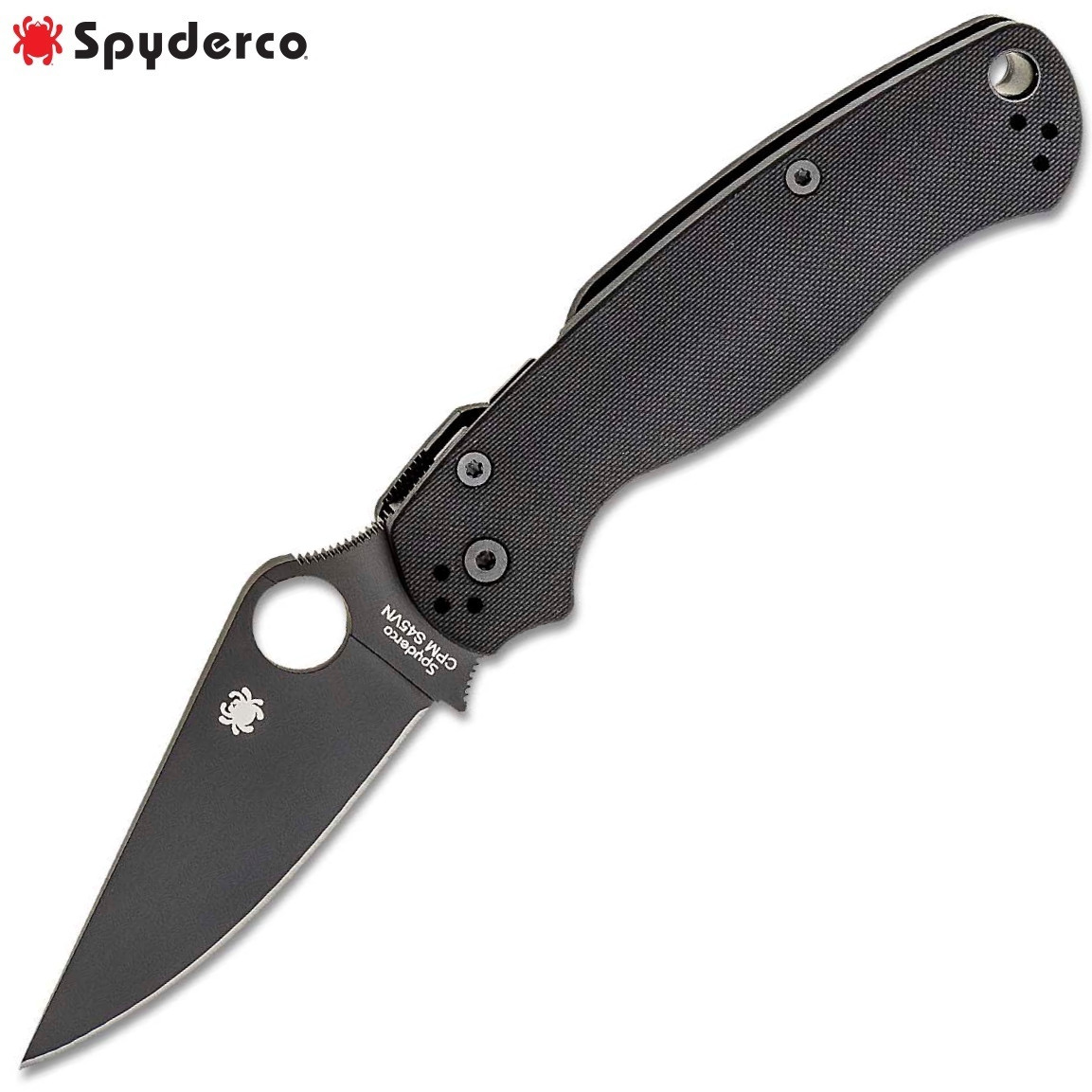 Spyderco Paramilitary 2 Blackout S45VN DLC Blade Black G10 Handles PM2 C81GPBK2