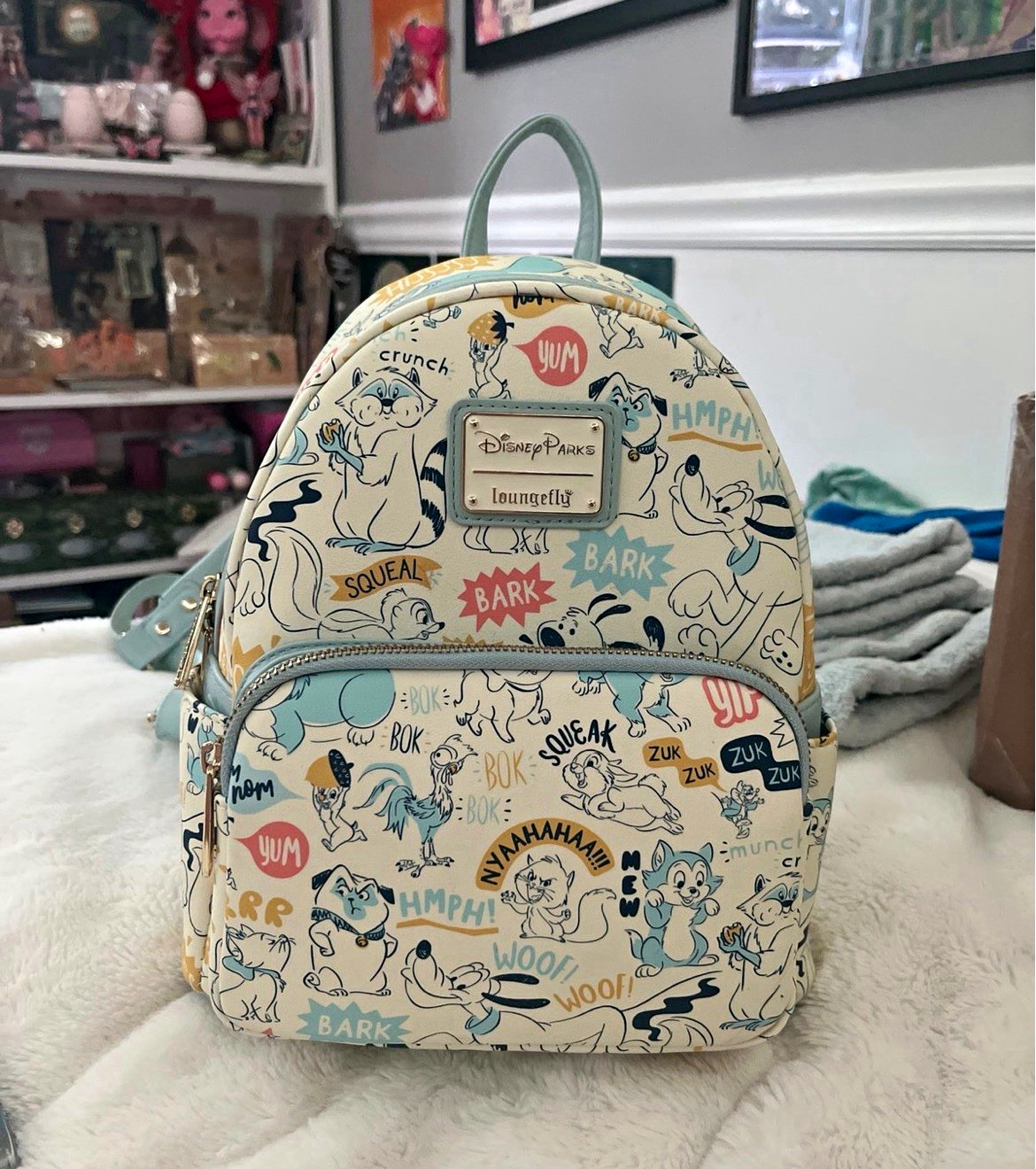 Loungefly x Disney Parks “ critters chaos” Mini Backpack Cream Light Blue Loungefly x Disney Parks “ critters chaos” Mini Backpack Cream Light Blue