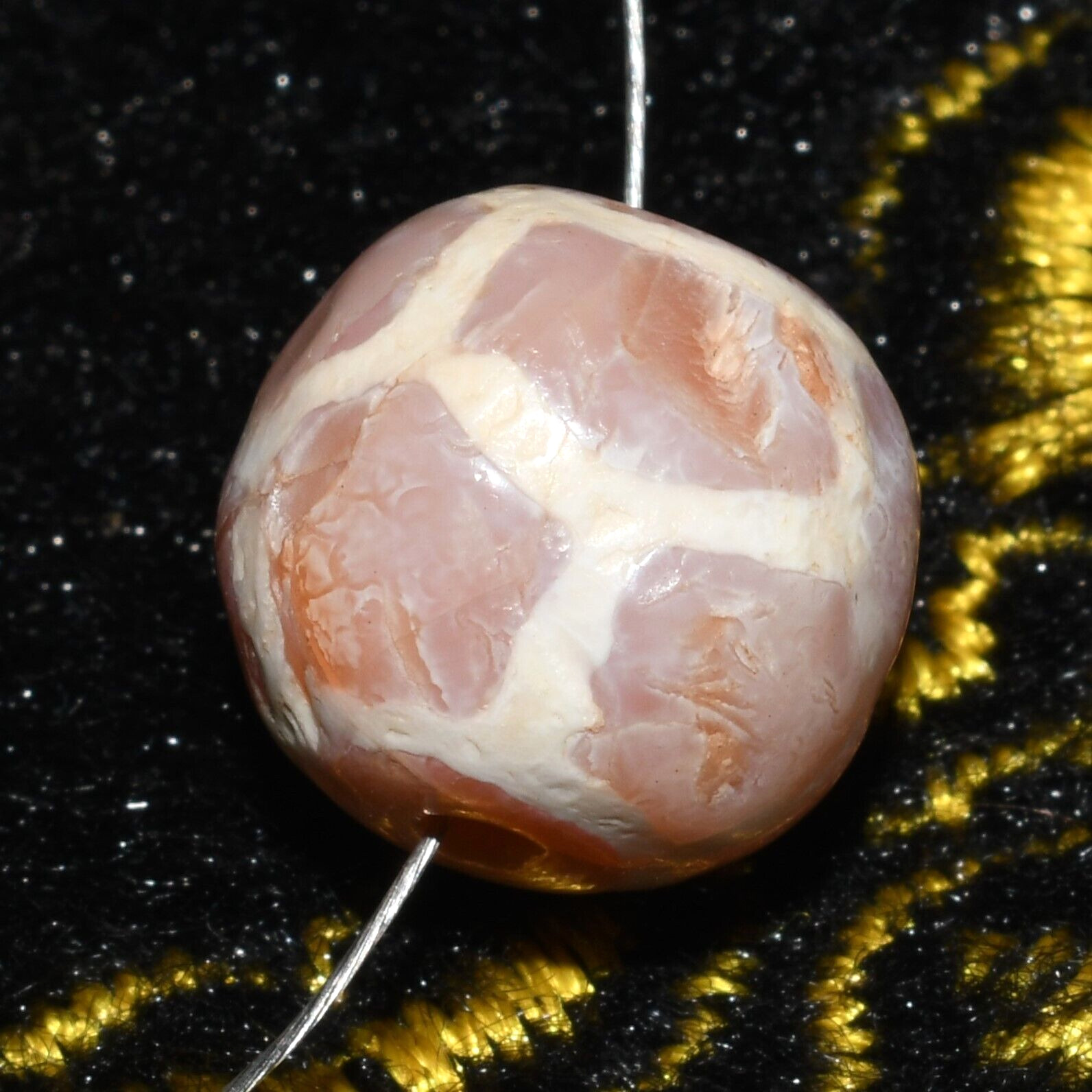 Large Ancient Central Asian Etched Carnelian Round Football dZi Longevity Bead
