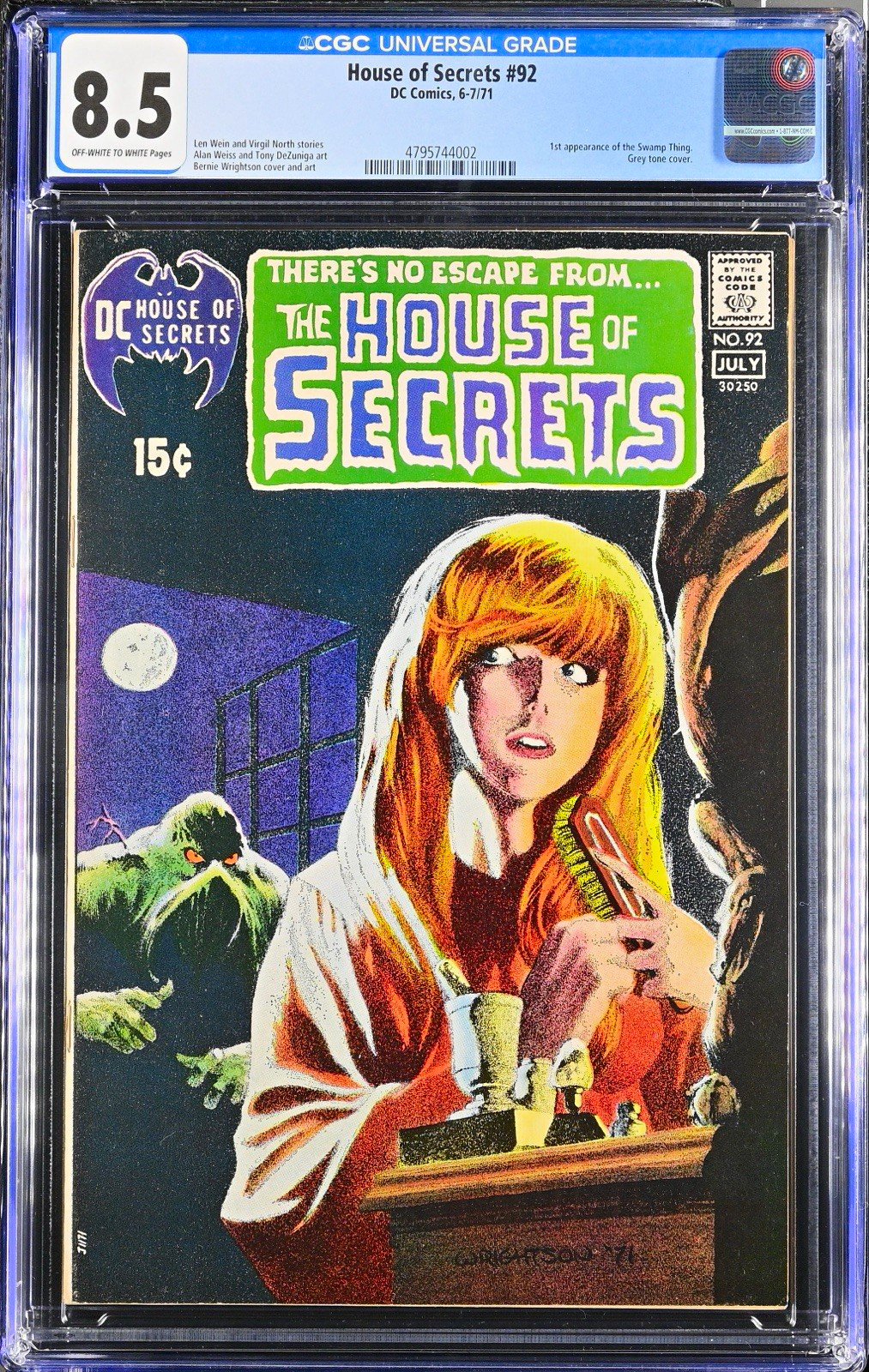 DC Comics House of Secrets #92 1971 CGC 8.5, First Appearance of Swamp Thing