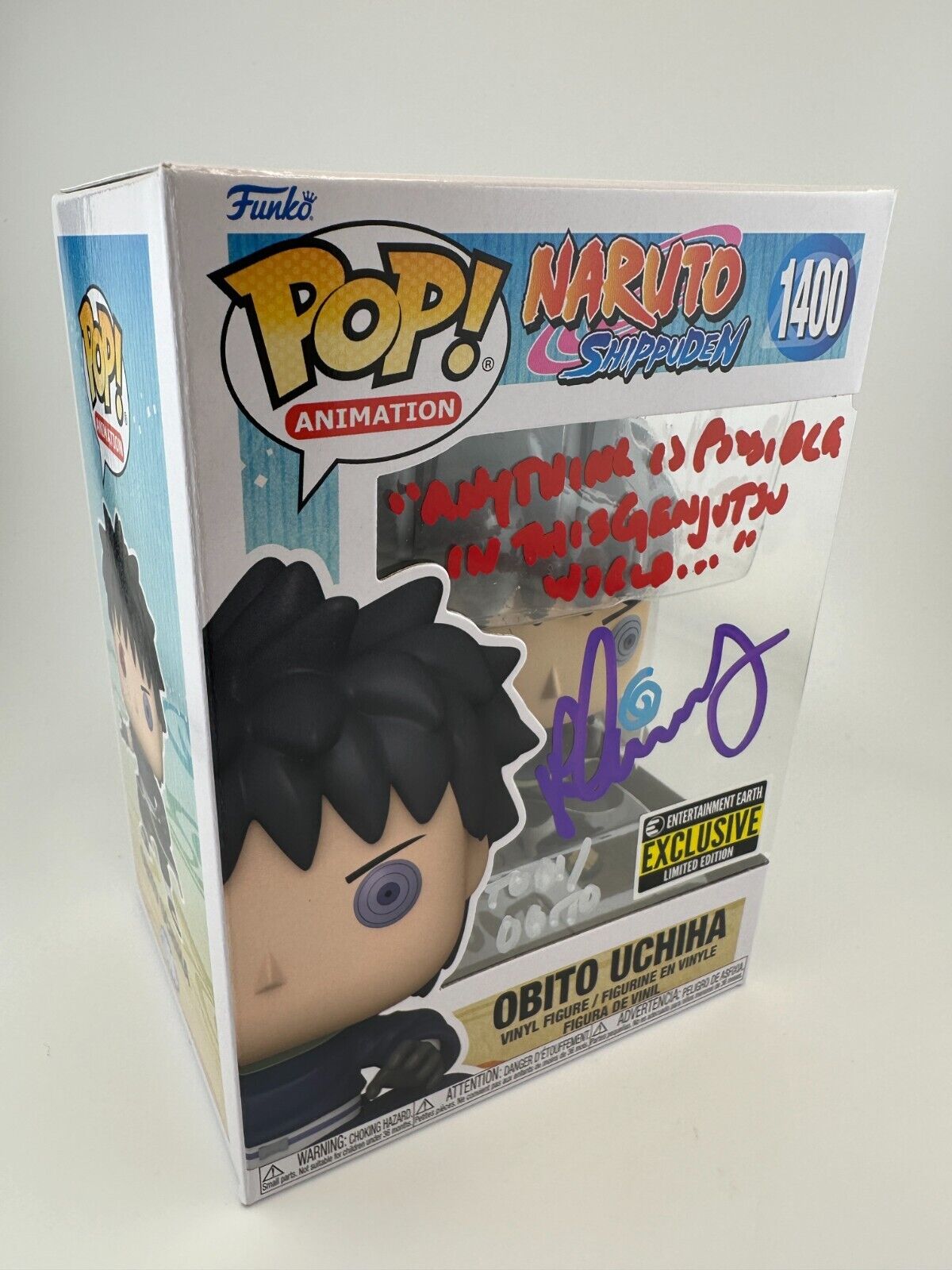 Funko Pop Naruto OBITO UCHIHA Signed w/ Remarks #1400 EE Exclusive JSA Authentic