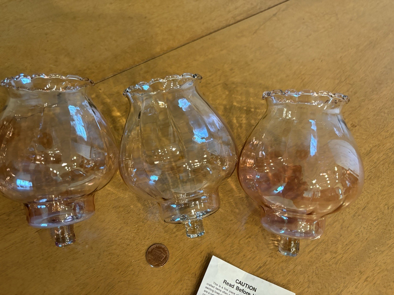 3 NEW Vtg Homco 1192 Pink Celeste Glass Peg Votive Candle Cups 3 NEW Vtg Homco 1192 Pink Celeste Glass Peg Votive Candle Cups