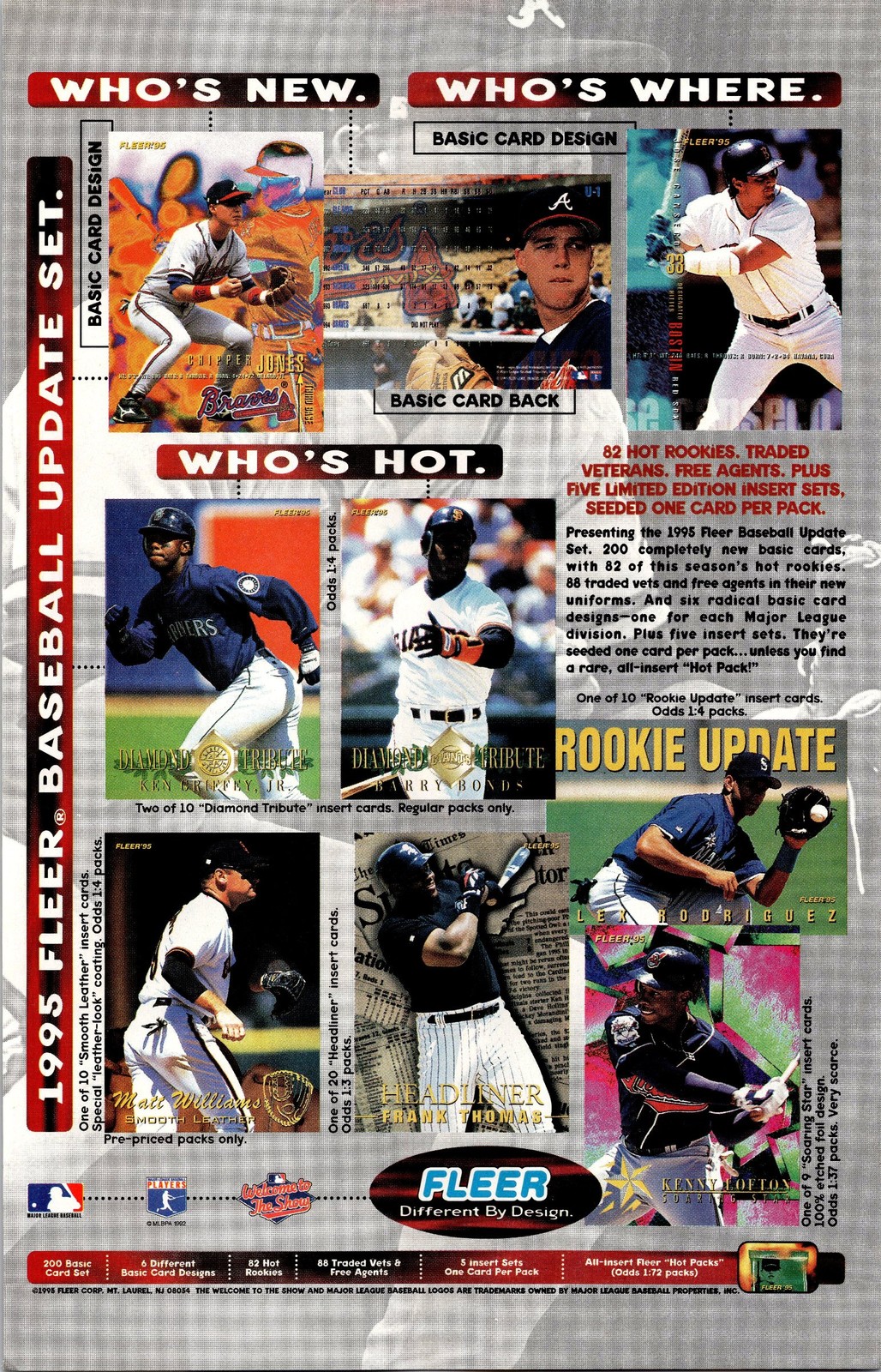Print 1995 Fleer Baseball Update Set Ad Chipper Jones Ken Griffey Jr Bonds