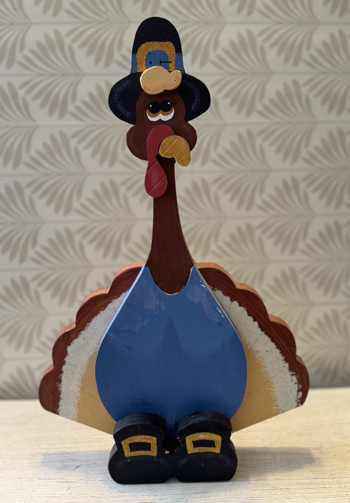 Vintage Hand-Painted Wooden Turkey Thanksgiving Decor – Pilgrim Turkey Vintage Hand-Painted Wooden Turkey Thanksgiving Decor – Pilgrim Turkey