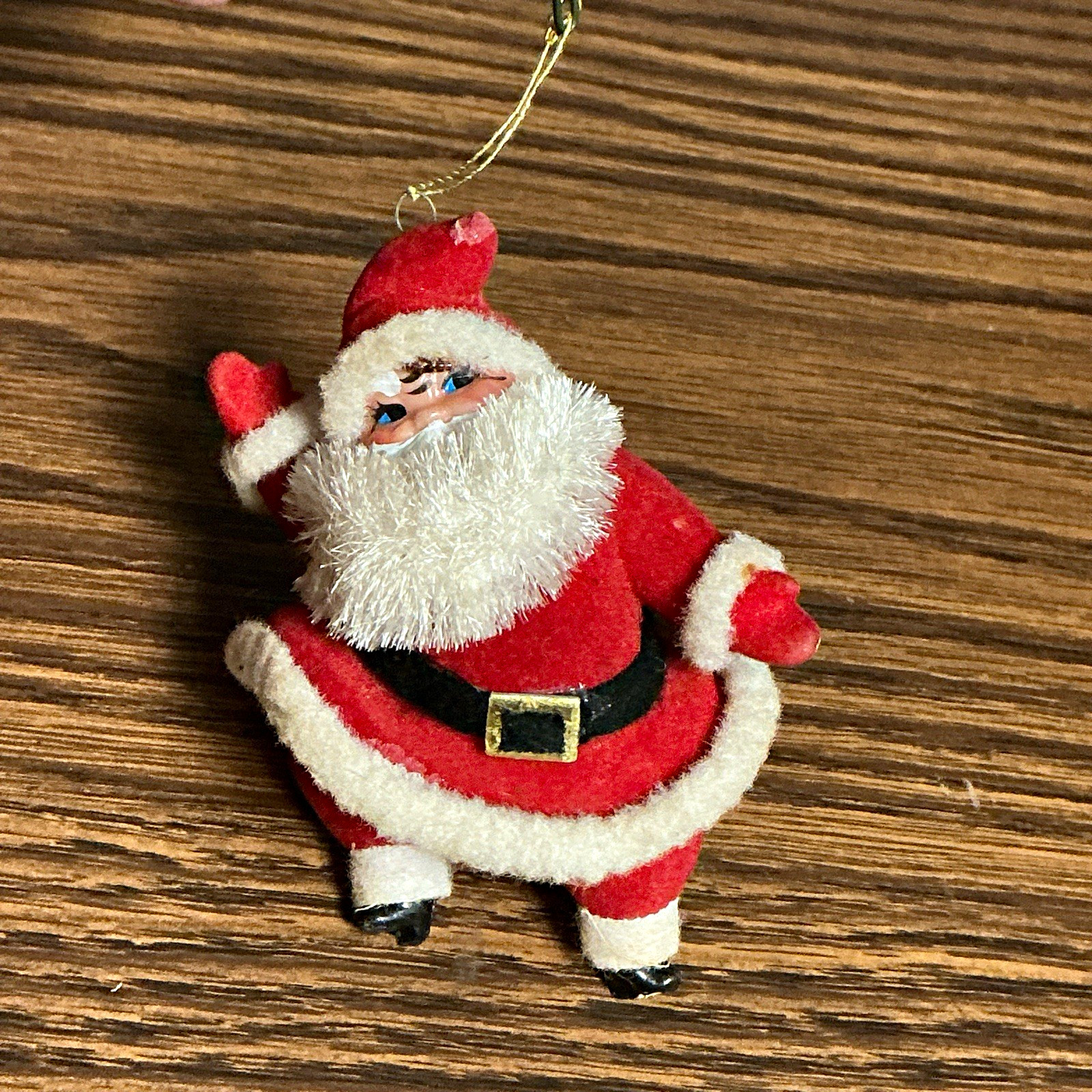 Vintage 1950s 60s Flocked Santa Claus Christmas Ornament MCM Japan Style 4” Vintage 1950s 60s Flocked Santa Claus Christmas Ornament MCM Japan Style 4”
