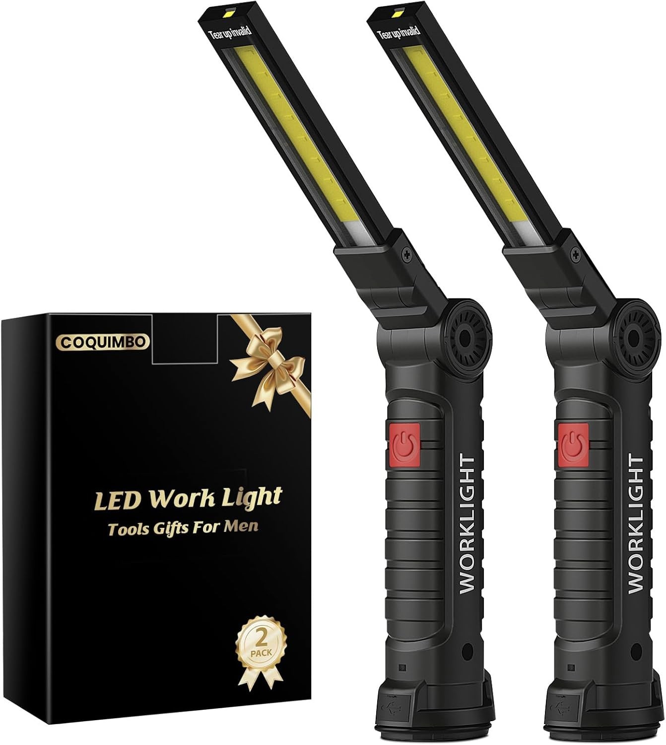 2 Pack Rechargeable LED Work Light w/Magnetic Base Auto Repair Workshop Garage..