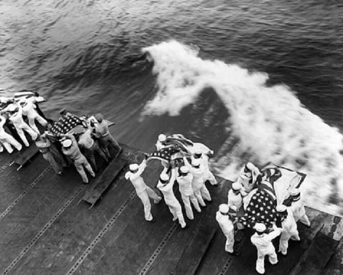 US Navy Destroyer USS Hancock Casualties Buried at Sea 8x10 WWII KIA Photo 149a