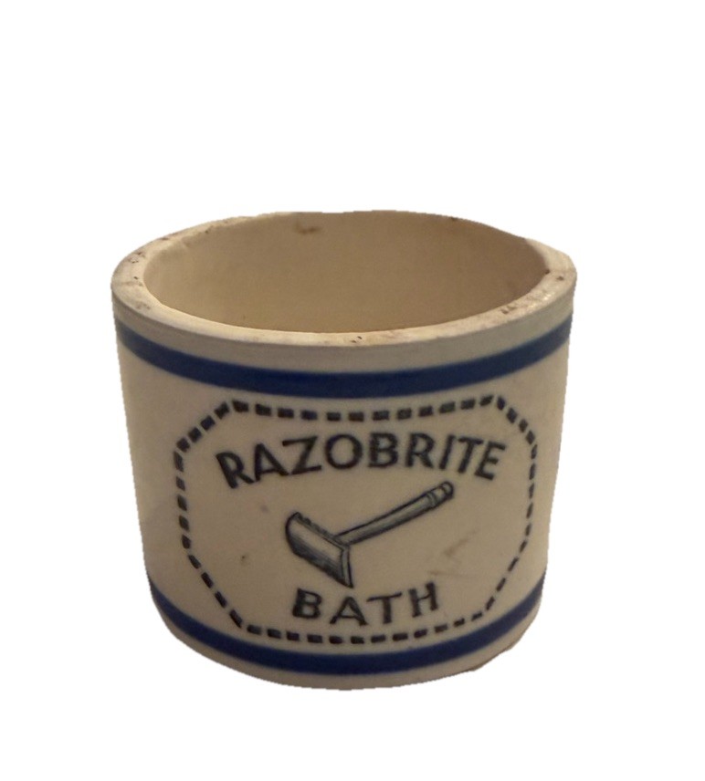 Vintage Razorbrite Bath Advertising Pottery Razor ShavIng Crock Cup Vintage Razorbrite Bath Advertising Pottery Razor ShavIng Crock Cup