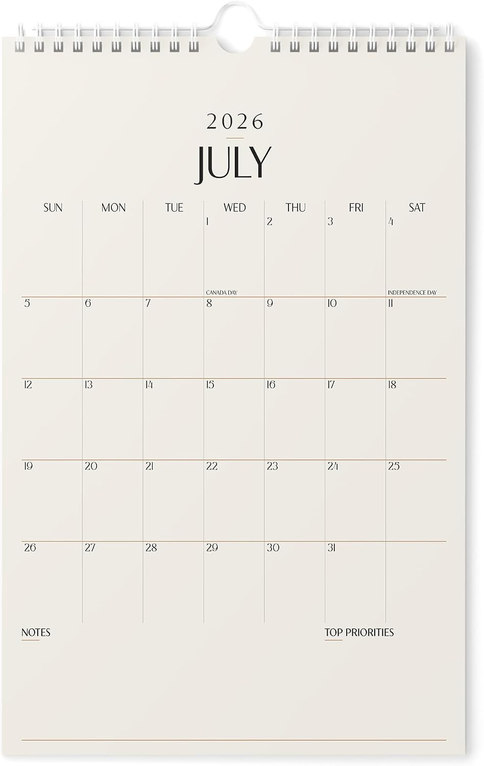 Wall Calendar 2026-2027 11X17 in - Beige
